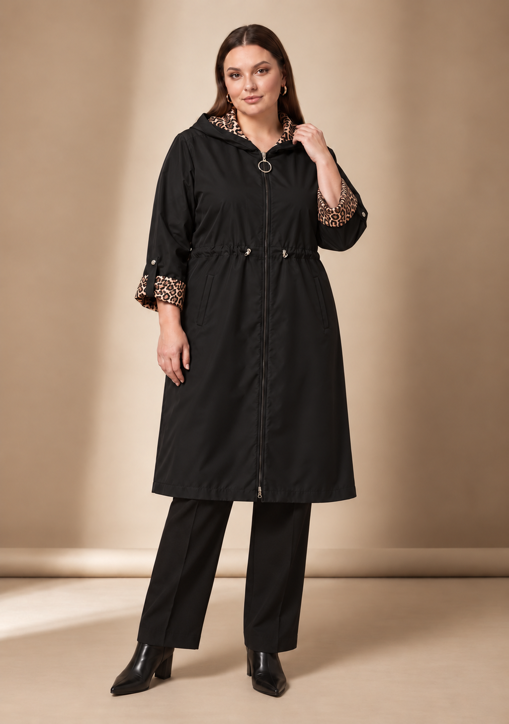 Leopar Astarlı Trençkot - 5011