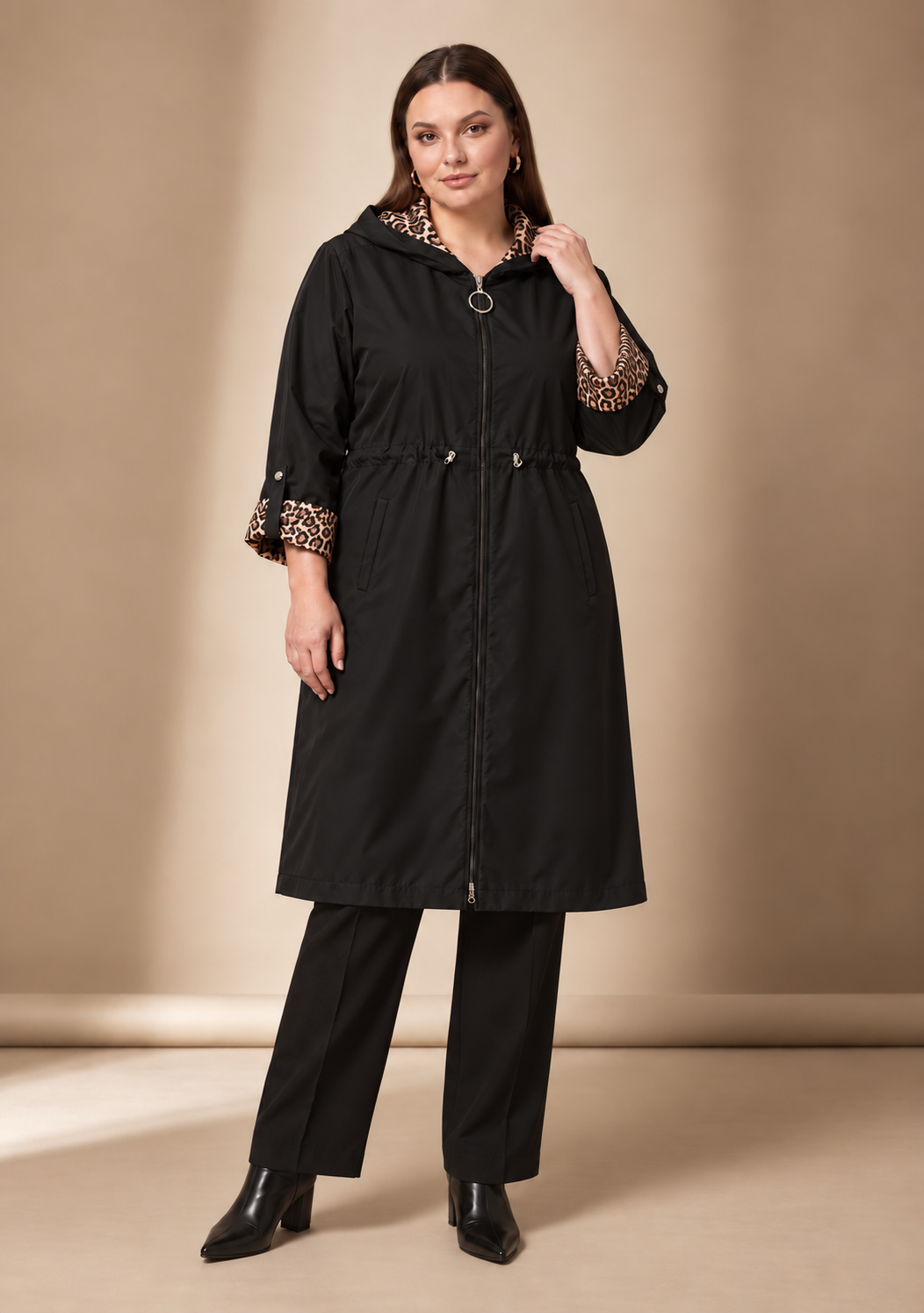 Leopar Astarlı Trençkot - 5011