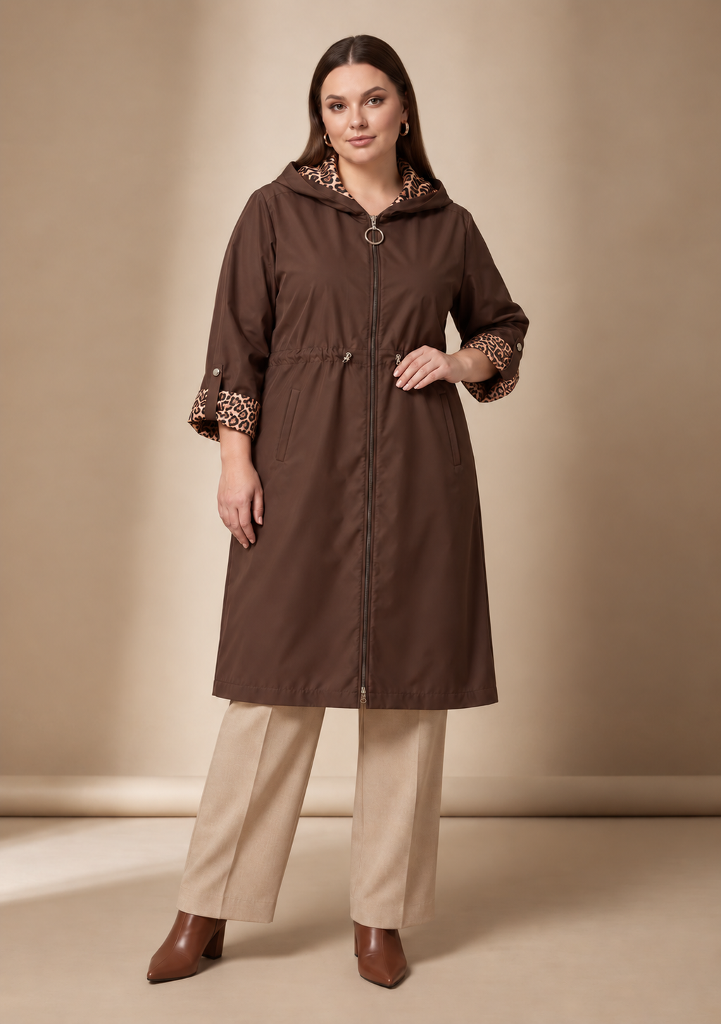 Leopar Astarlı Trençkot - 5011