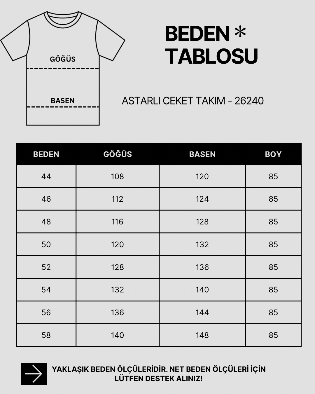 Astarlı Ceket Takım - 26240