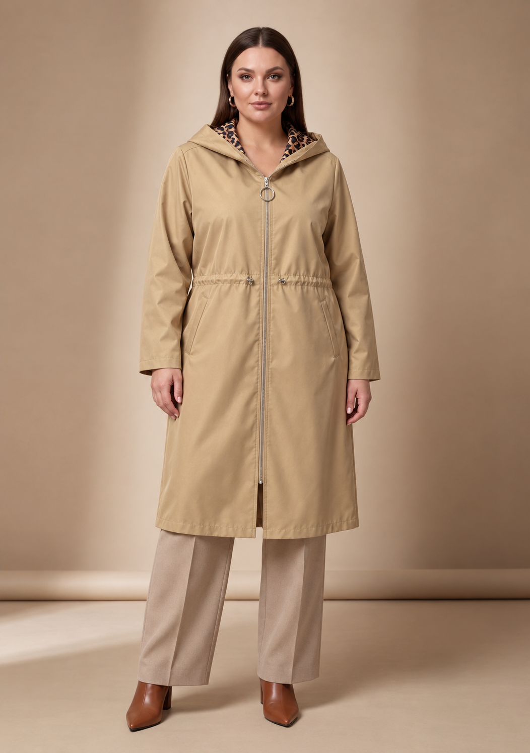 Leopar Astarlı Trençkot - 5011