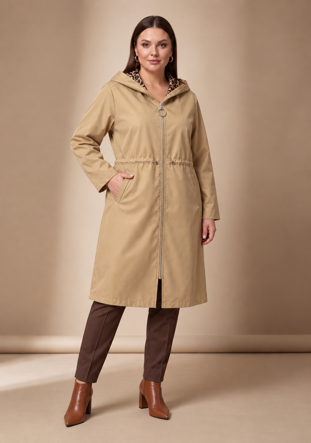Leopar Astarlı Trençkot - 5011