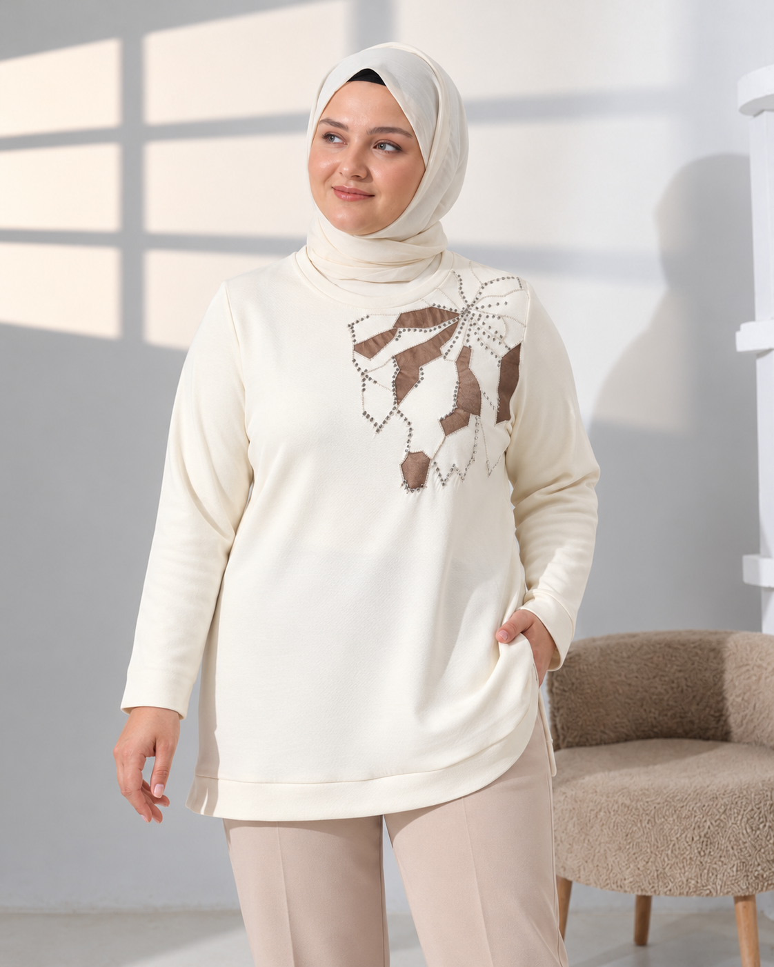 Deri Garnili Örme Tunik - 26035