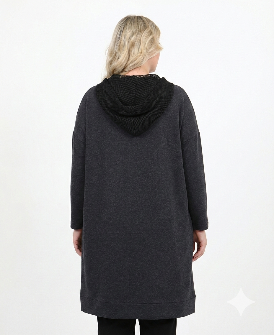 Kapüşonlu Baskılı Tunik - 8202