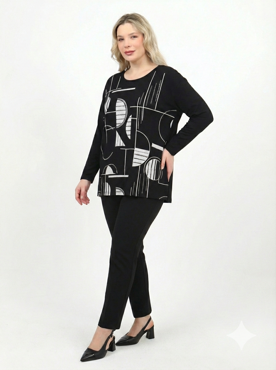 Önü Baskılı Tunik - 3010