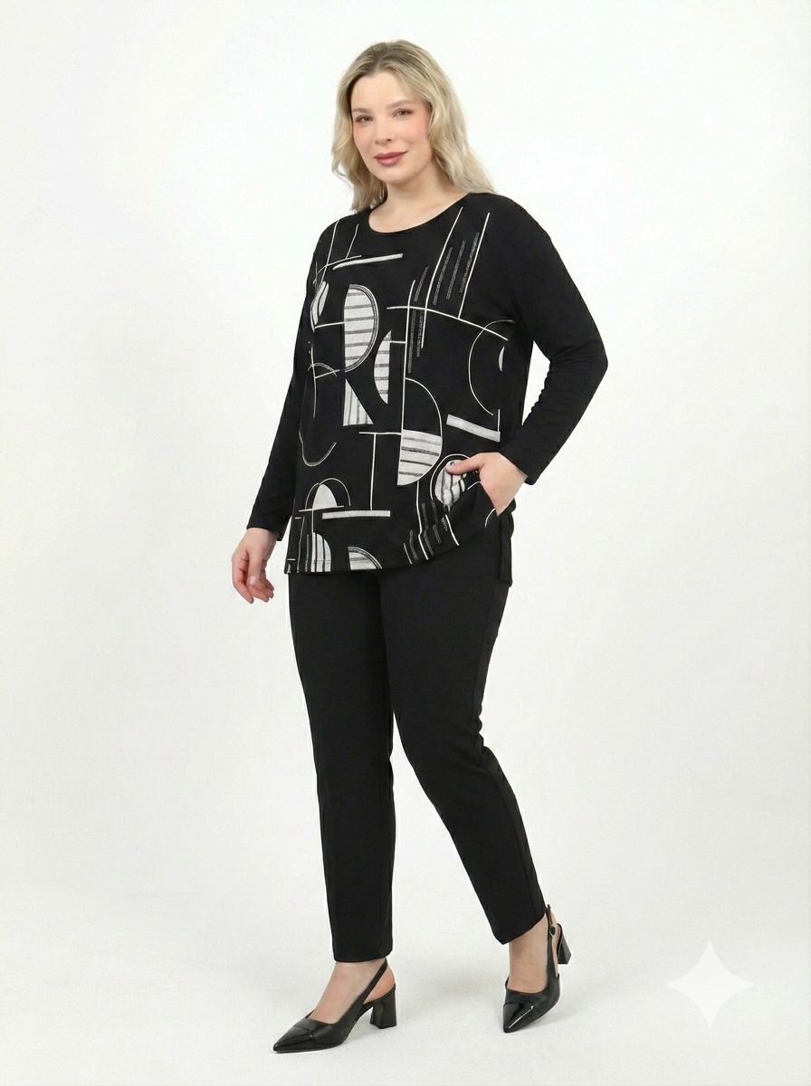 Önü Baskılı Tunik - 3010