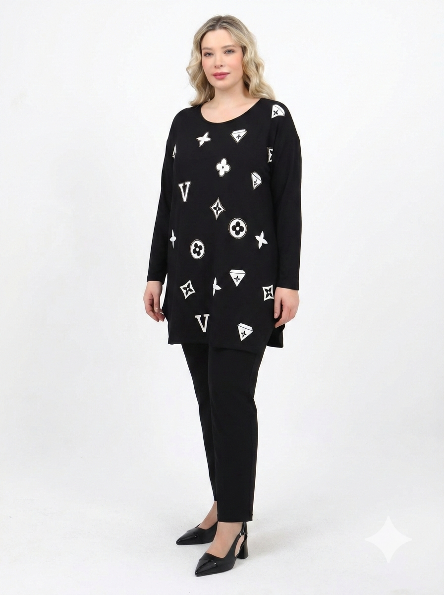 Önü Baskılı Tunik - 324