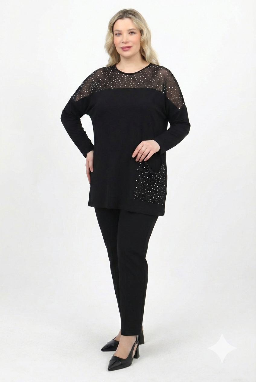 Dantel Kombinli Bluz - 330