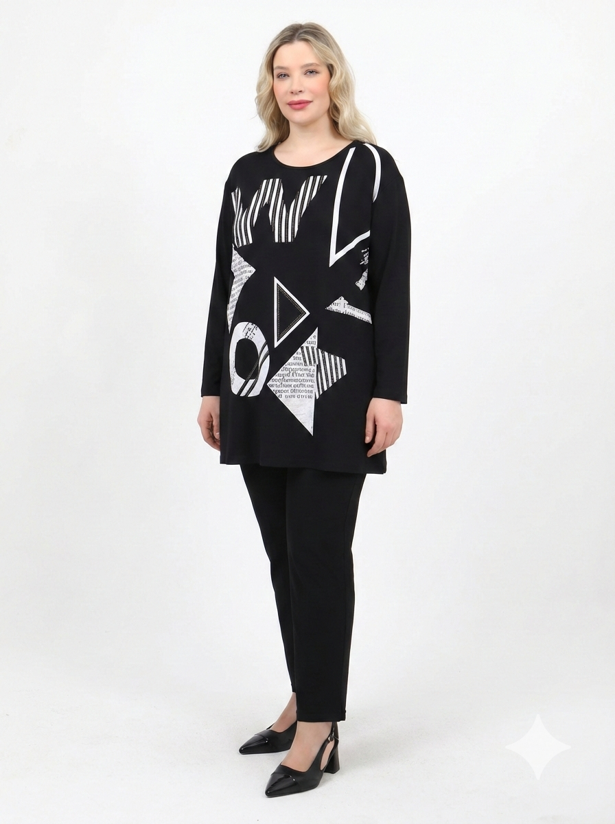 Önü Baskılı Tunik - 3018