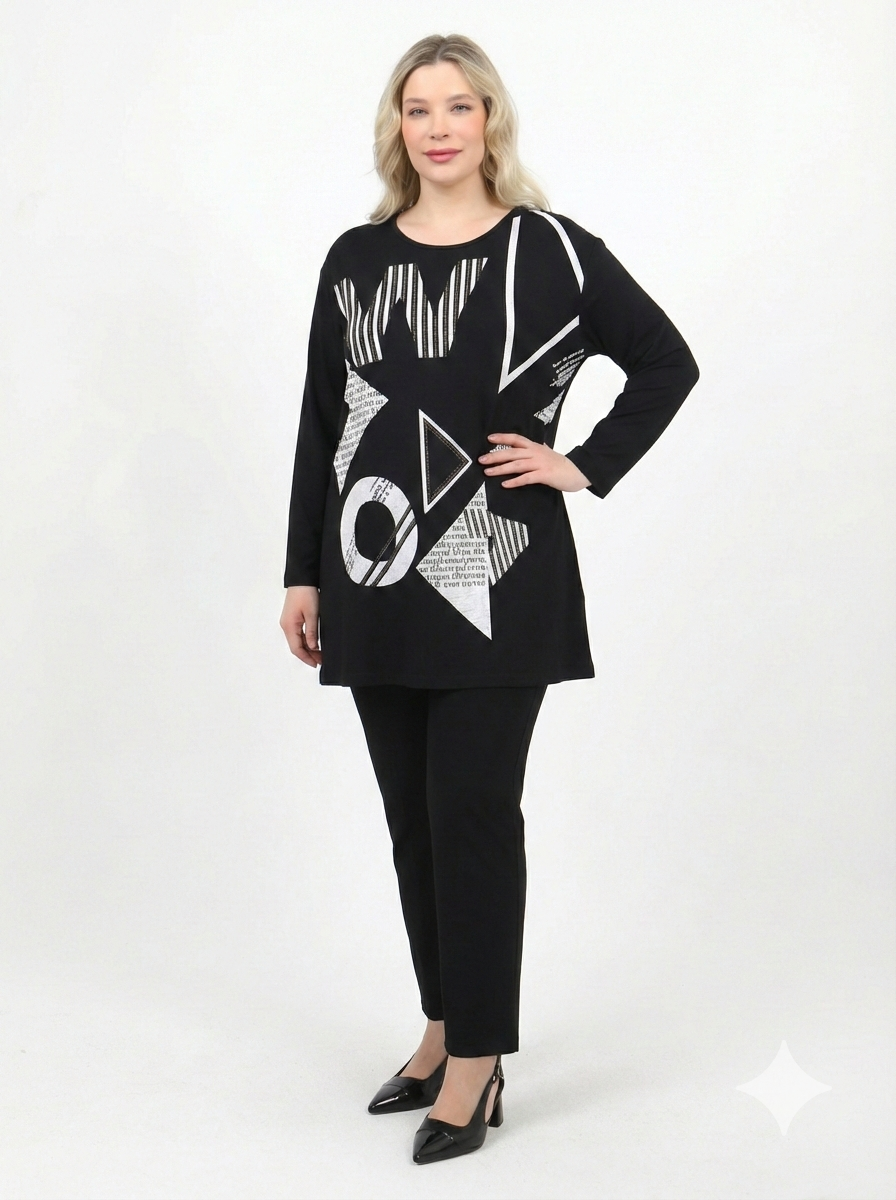 Önü Baskılı Tunik - 3018