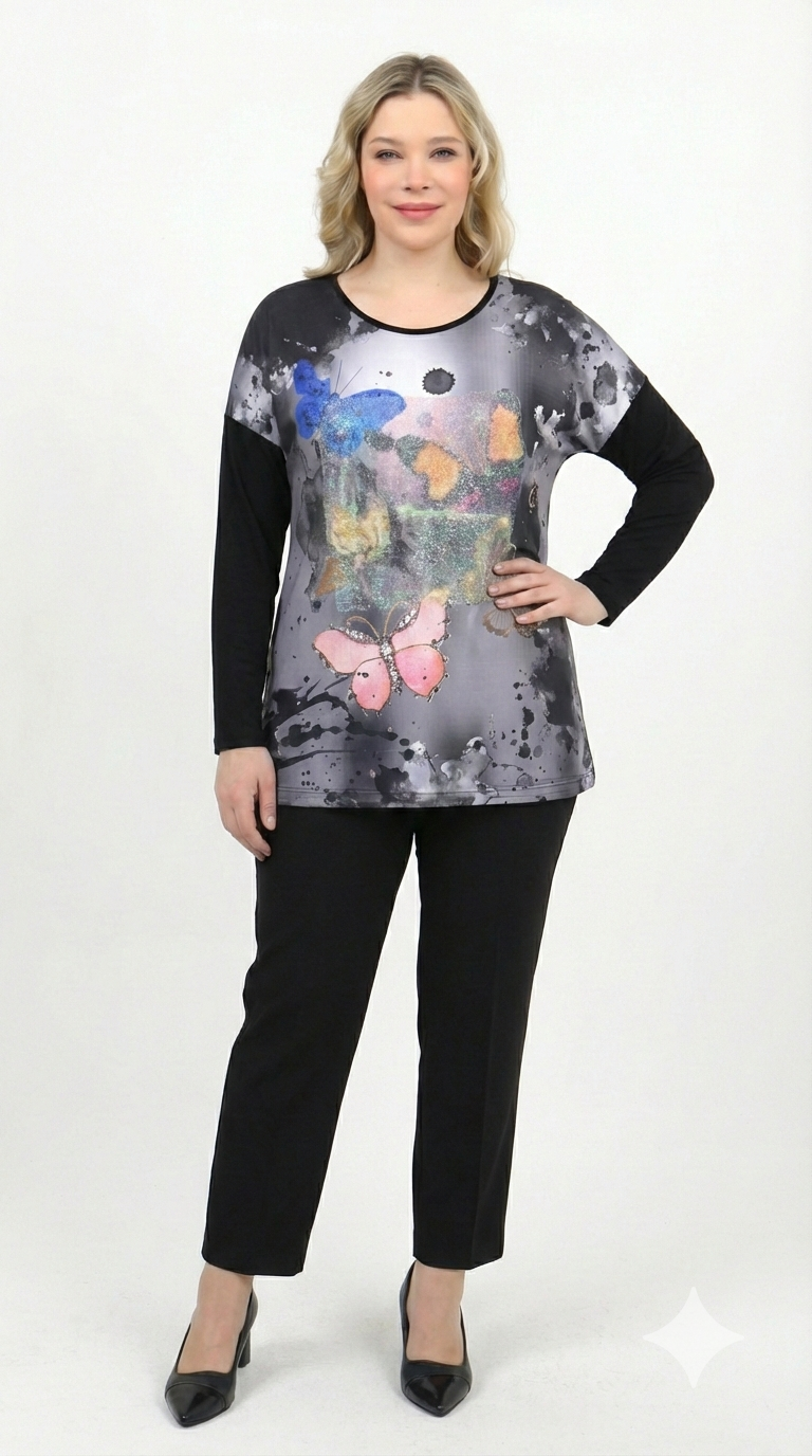 Dijital Baskılı  Bluz - 293