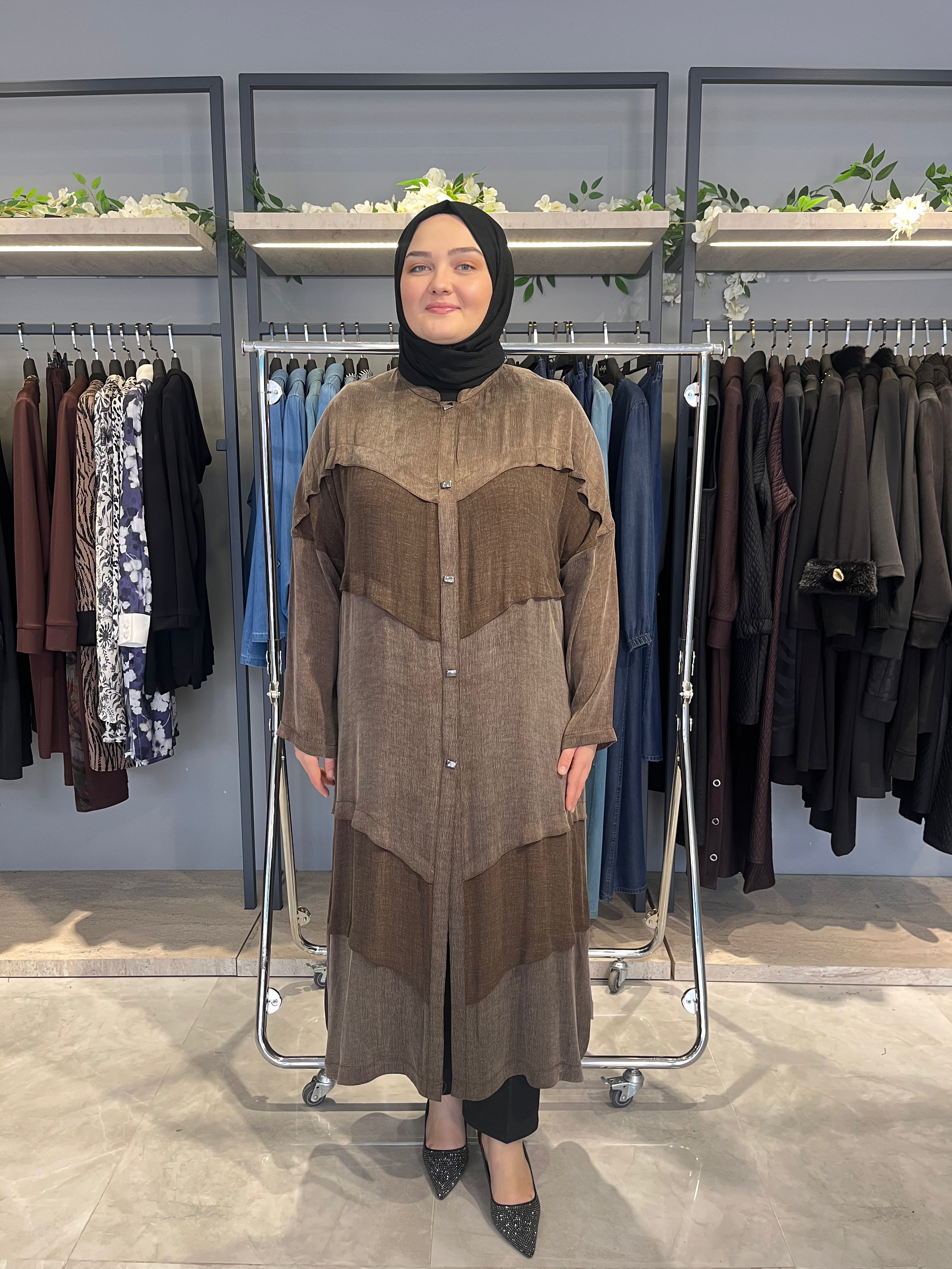 Düşük Kol Katlı İpek Qupra Kap-  1330