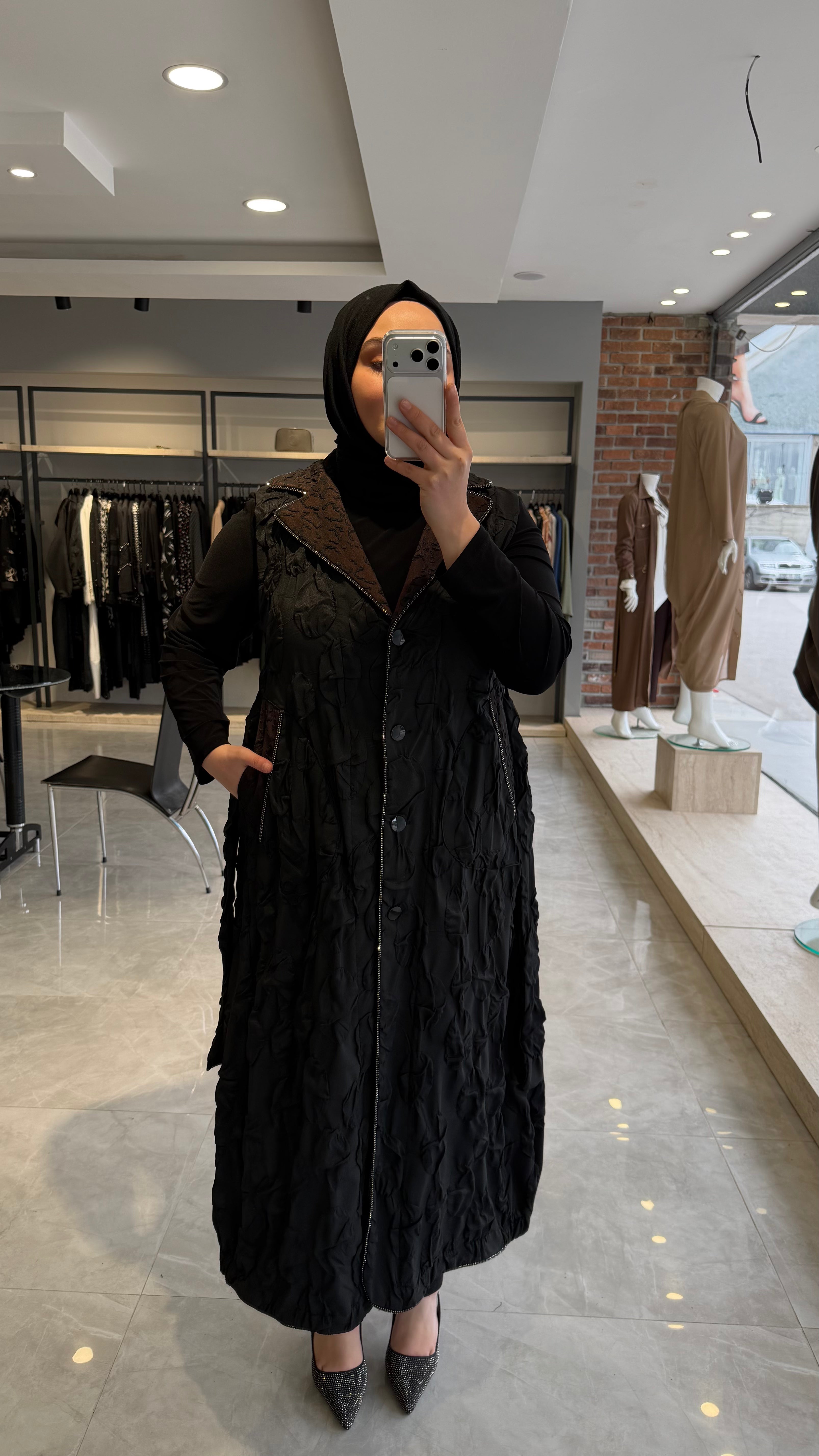 Düğmeli Uzun Yelek - 1231