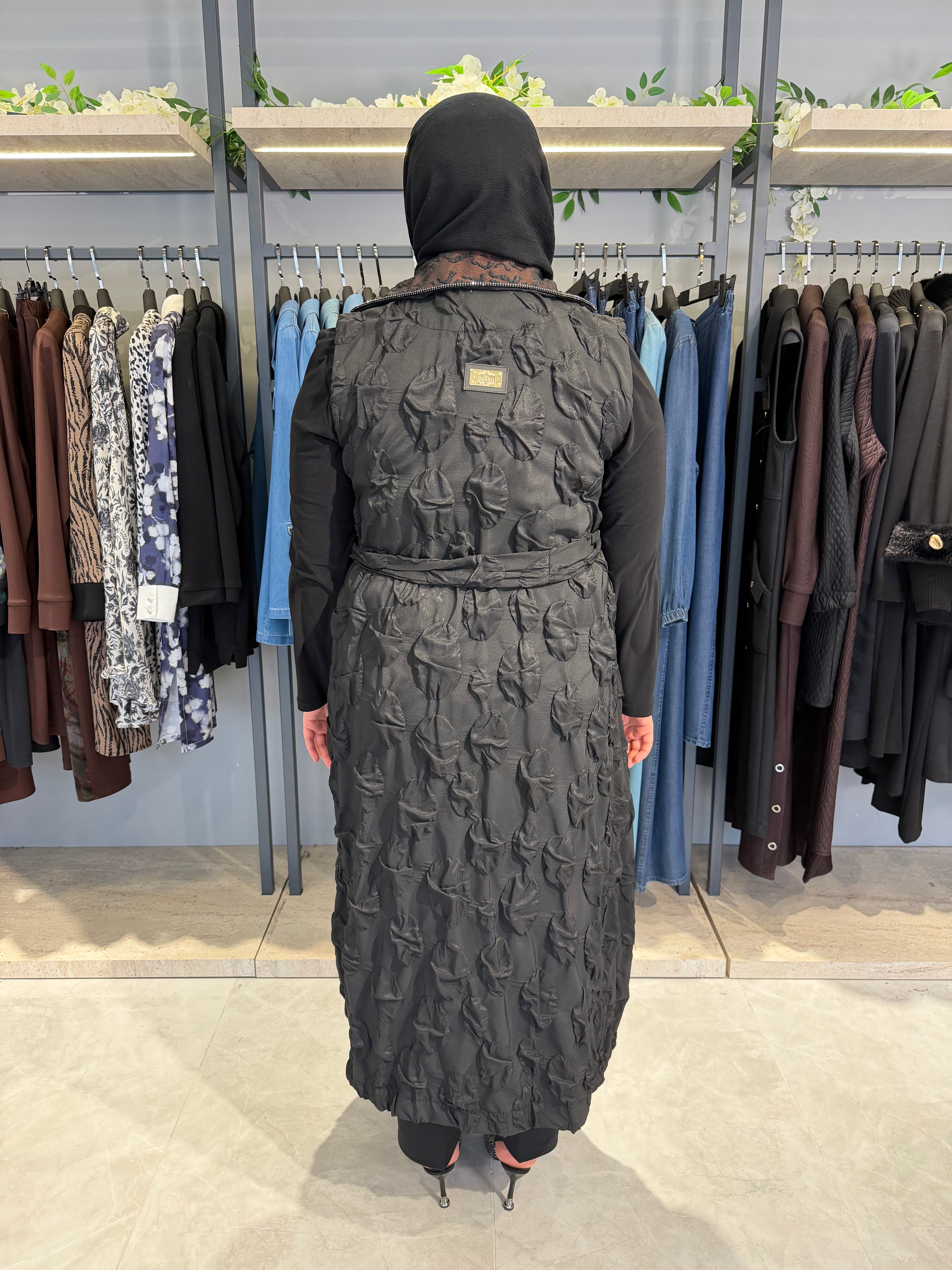 Düğmeli Uzun Yelek - 1231