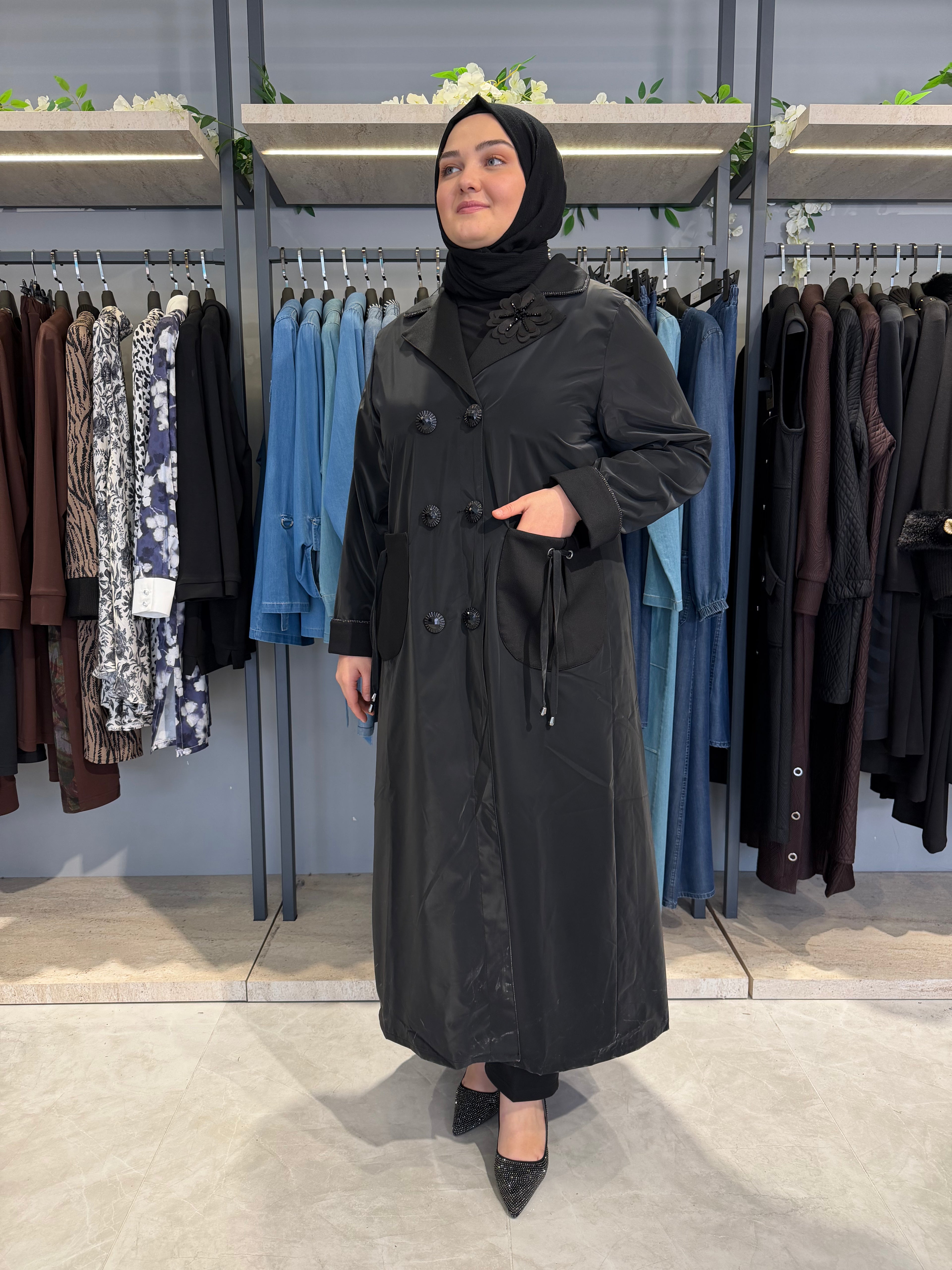 Çiçek Detaylı Kruvaze Kap - 2119