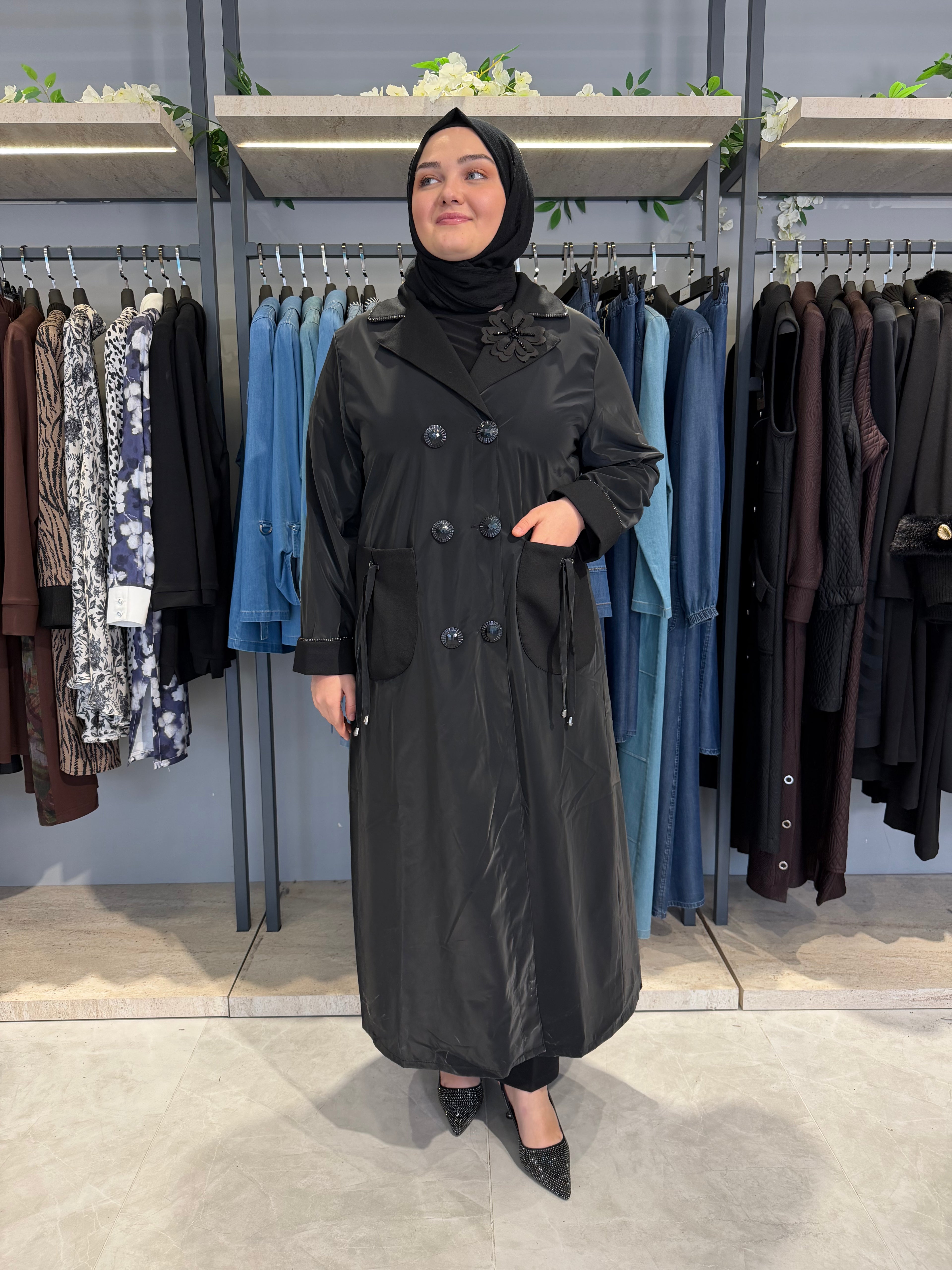 Çiçek Detaylı Kruvaze Kap - 2119