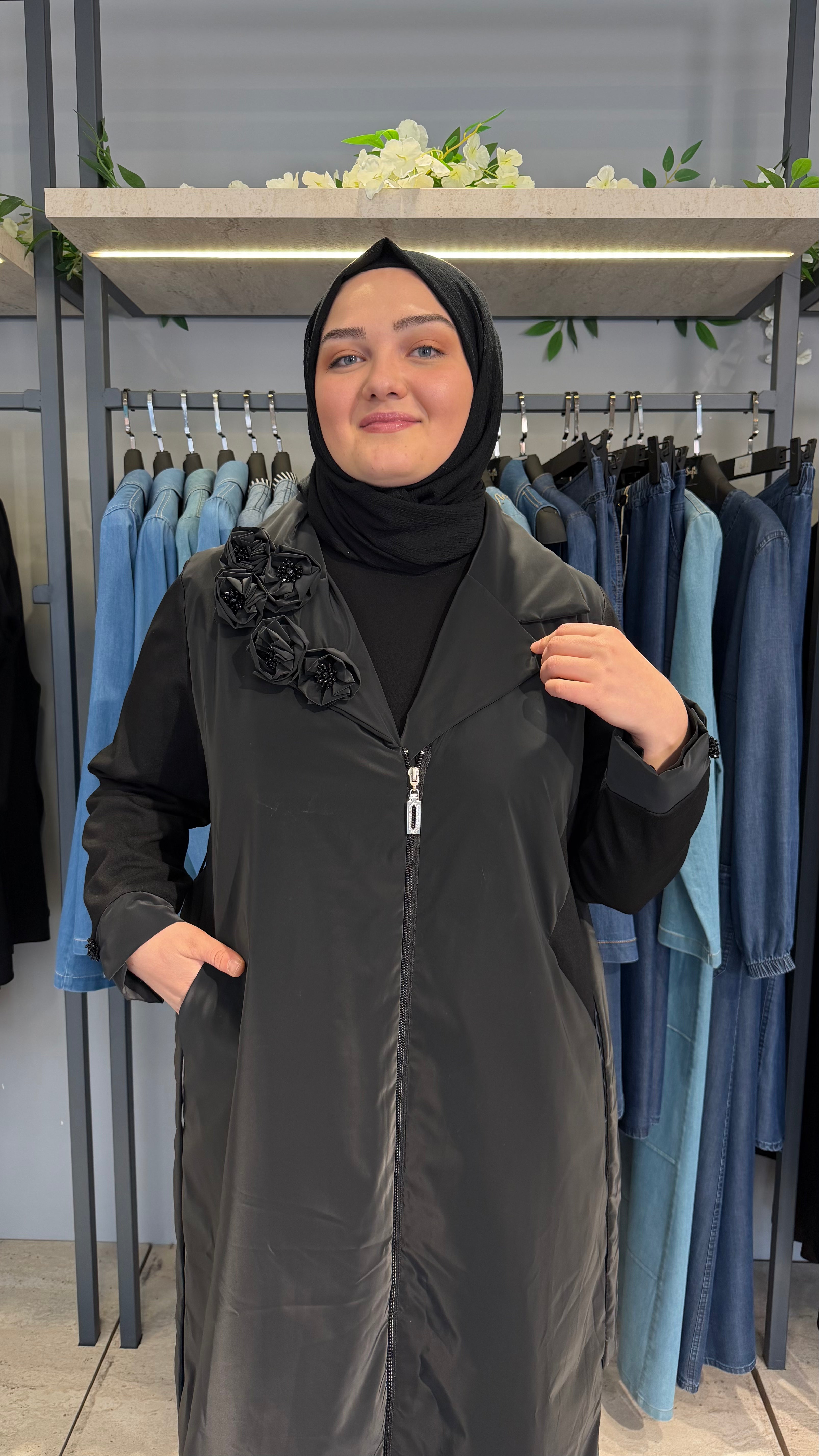 Çiçek Detaylı Fermuarlı Nova Kap -2115