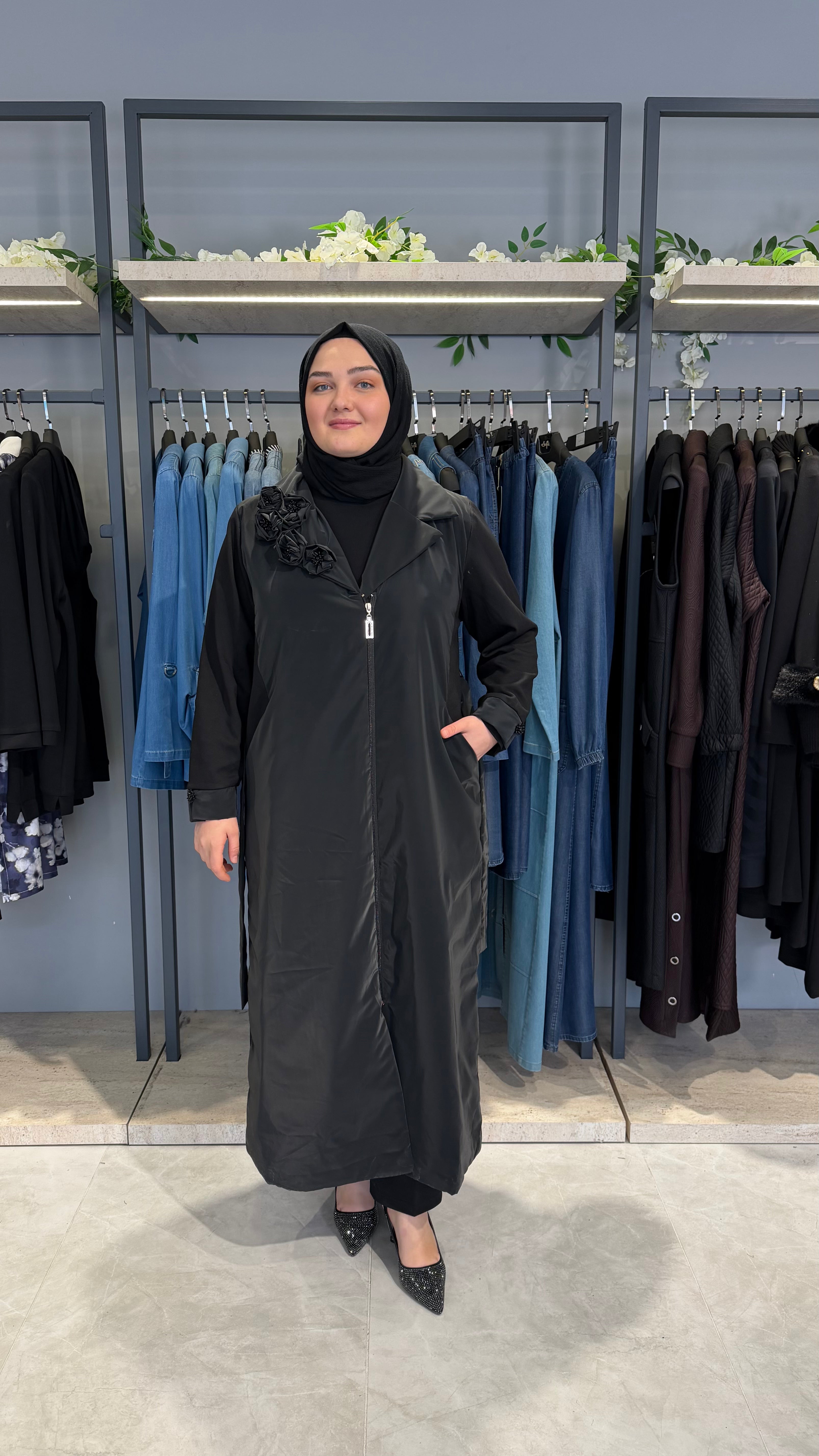 Çiçek Detaylı Fermuarlı Nova Kap -2115