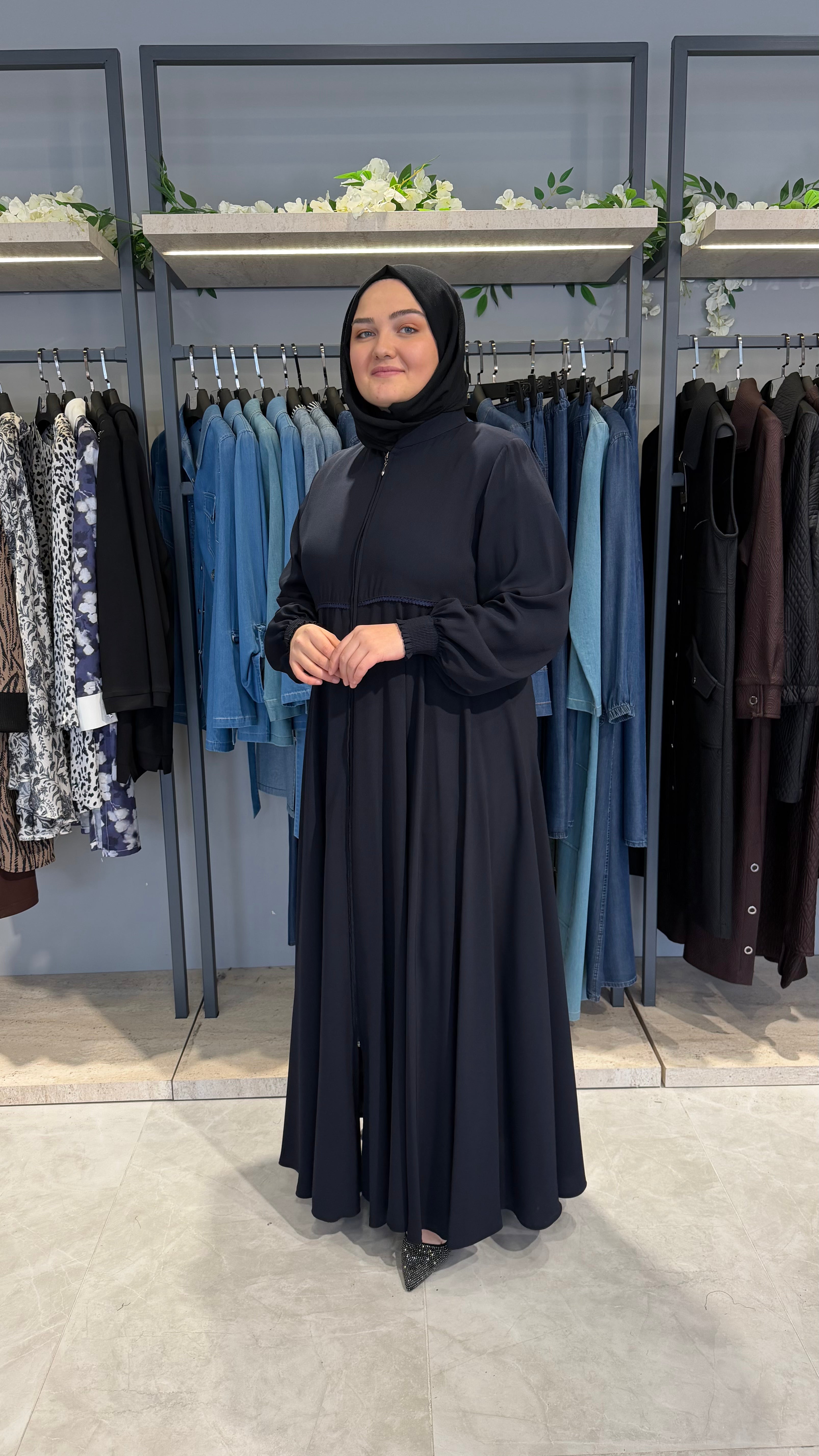 Beli Dantelli İpek Ferace - 3017