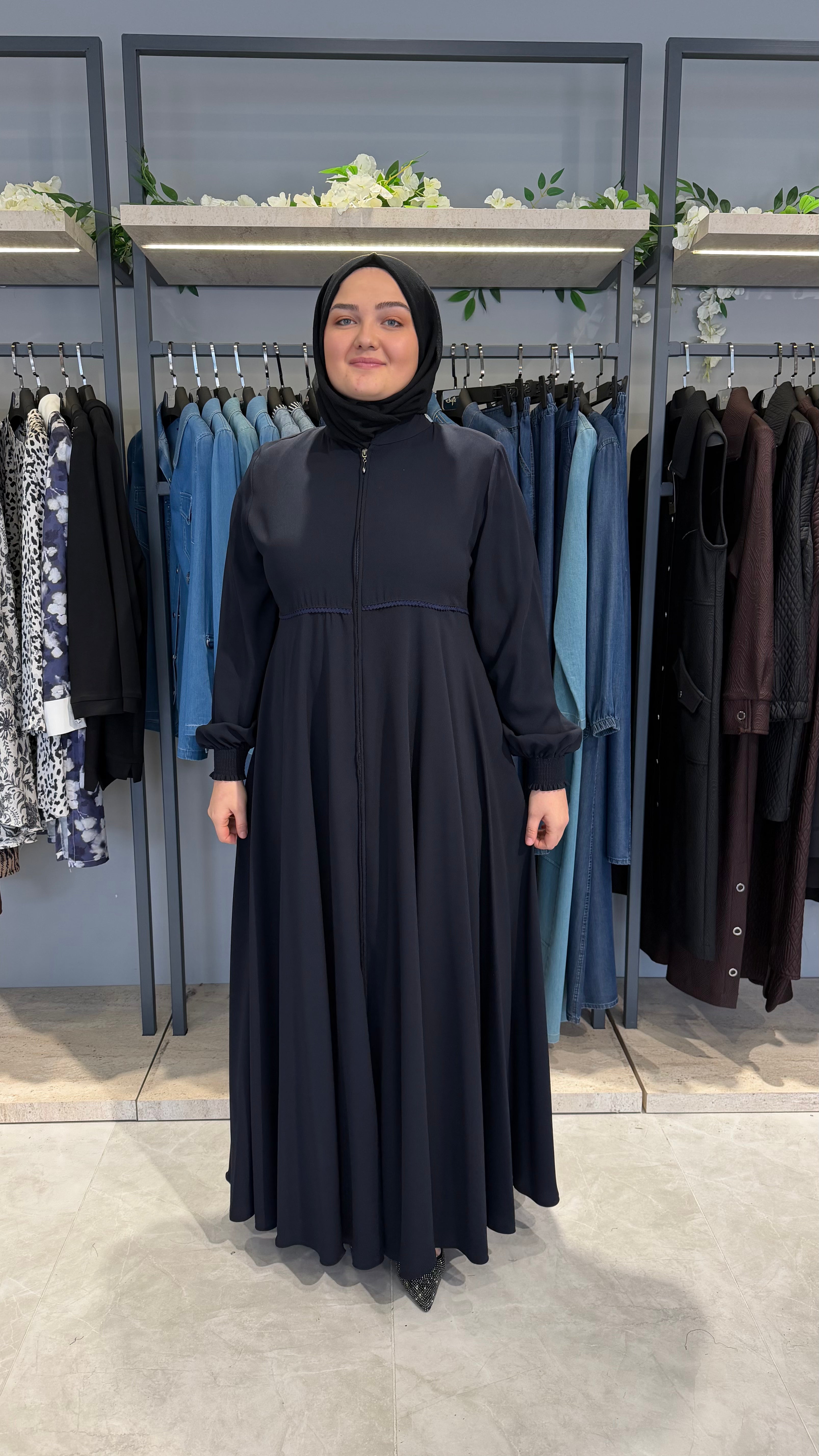 Beli Dantelli İpek Ferace - 3017