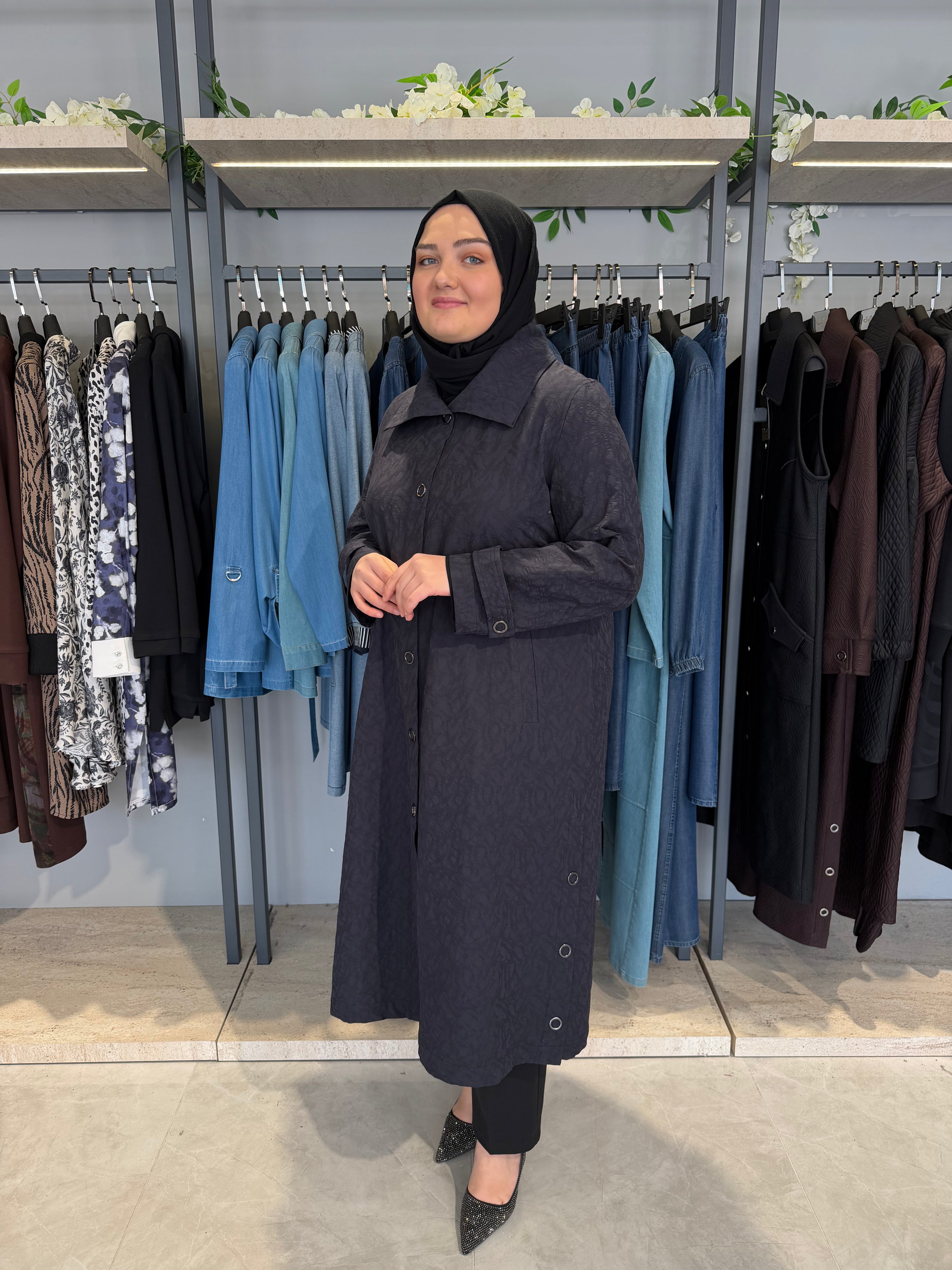 Pamuk Jakar Düşük Yaka Çıtçıtlı Kap - 1464