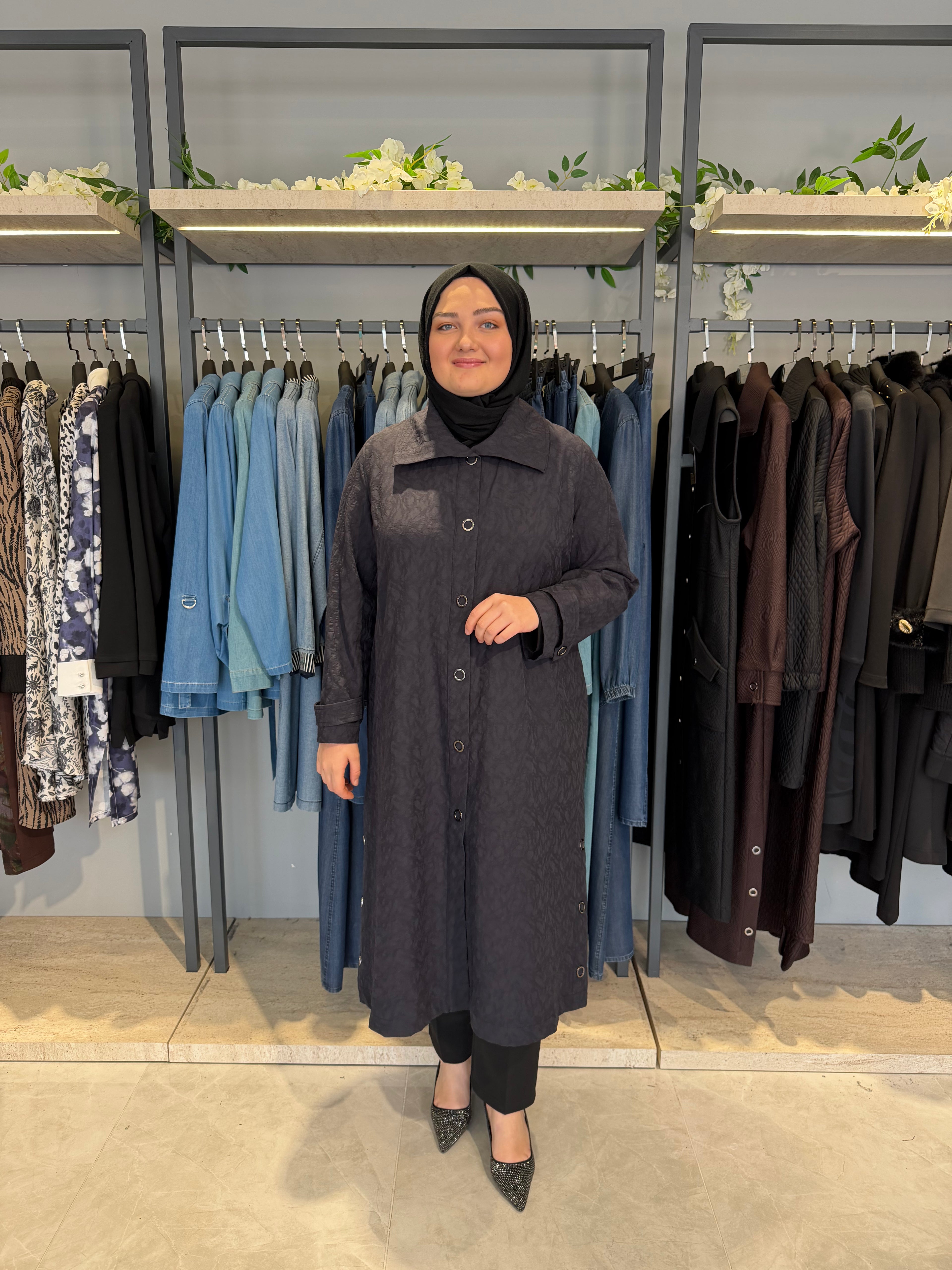 Pamuk Jakar Düşük Yaka Çıtçıtlı Kap - 1464