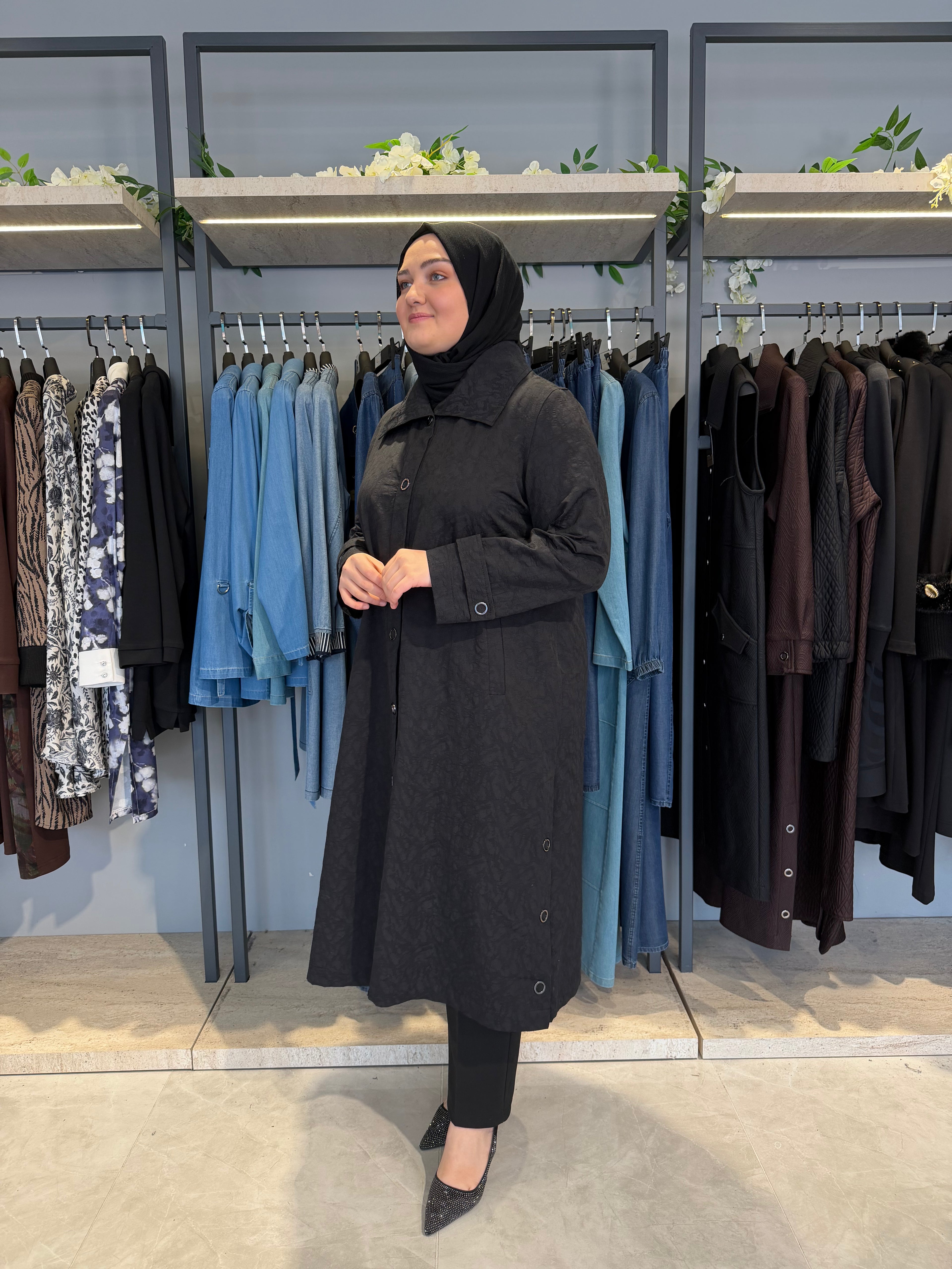 Pamuk Jakar Düşük Yaka Çıtçıtlı Kap - 1464