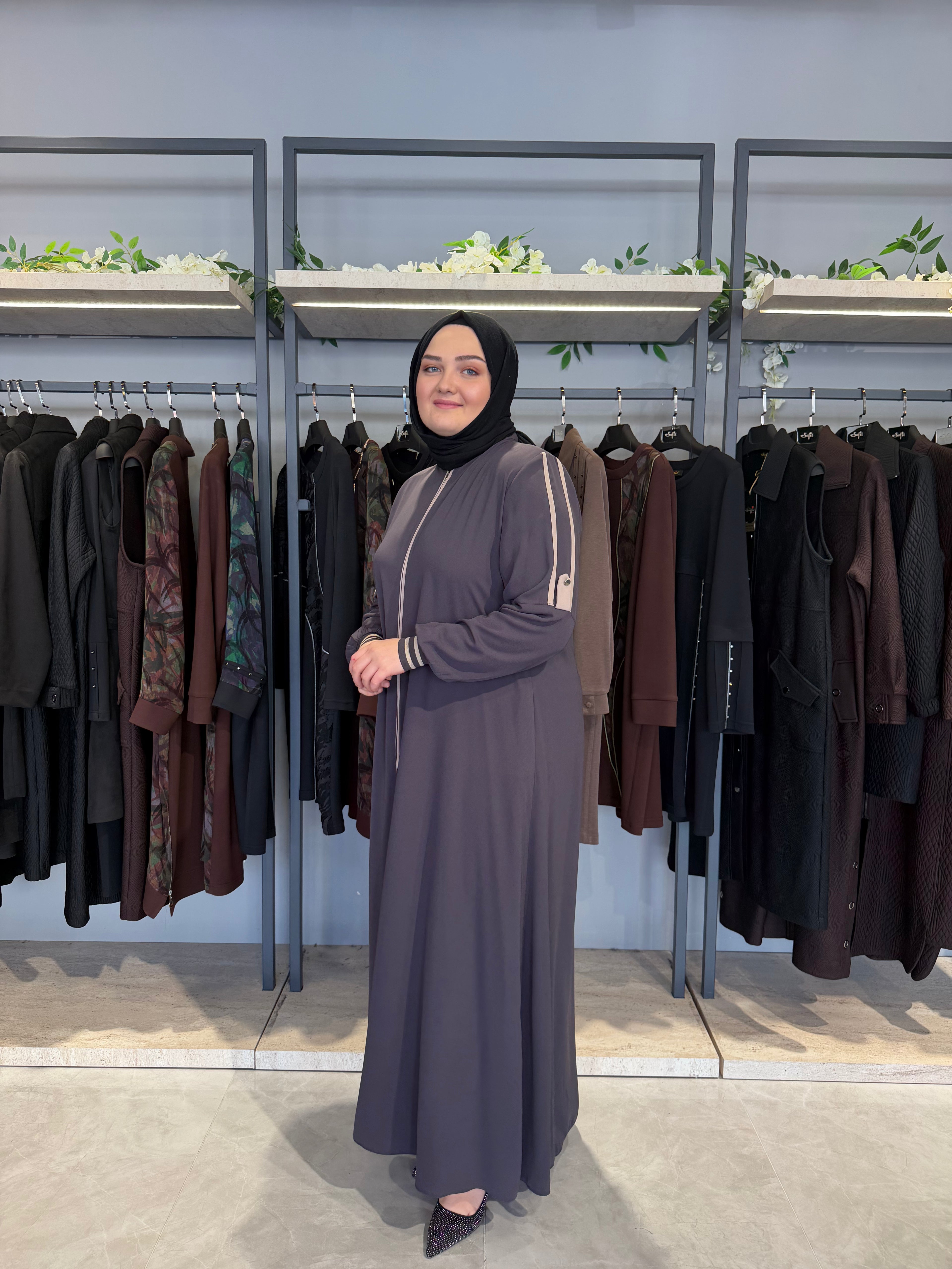 Kapüşonlu Krep Ferace - 3160