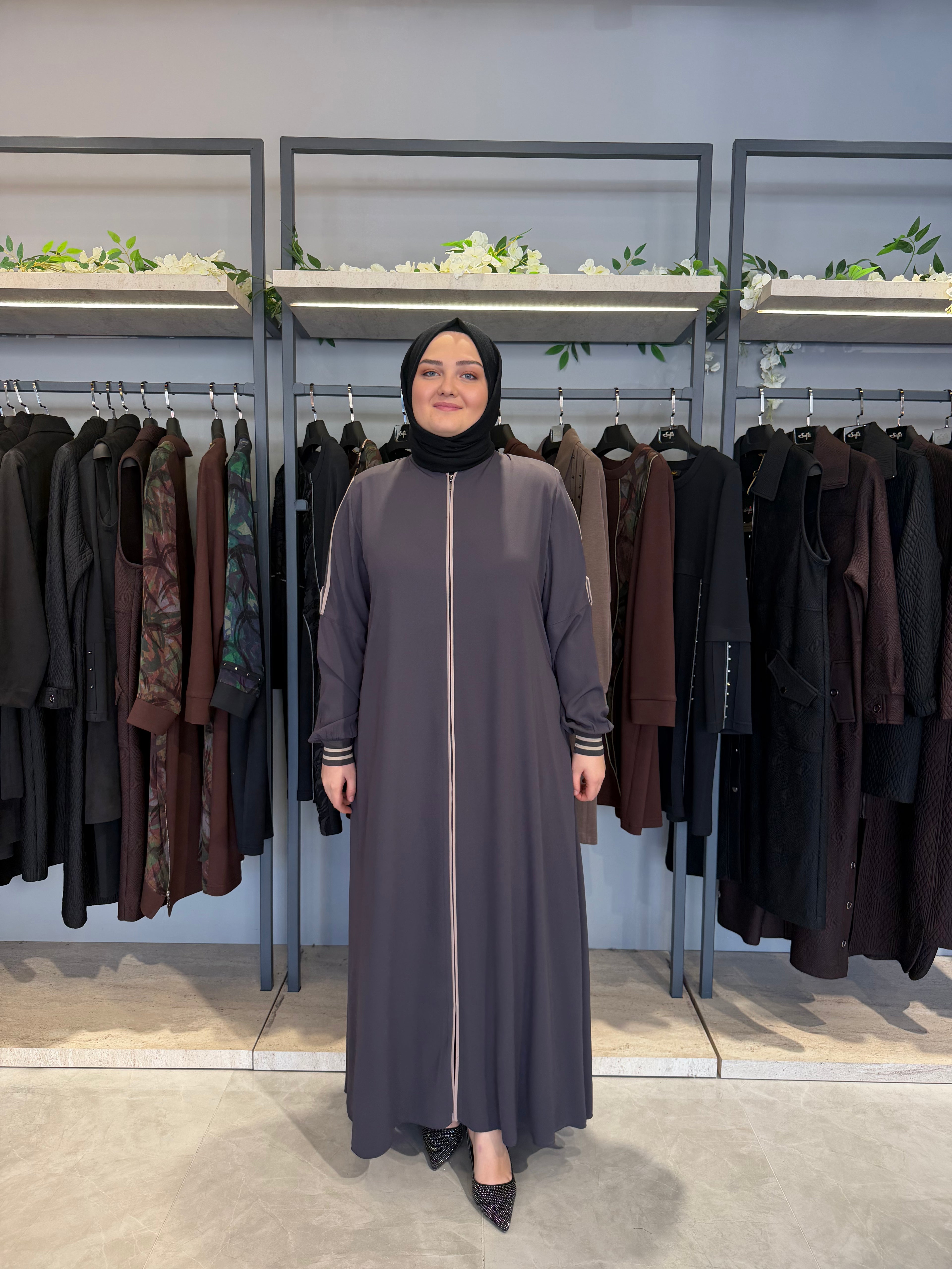 Kapüşonlu Krep Ferace - 3160