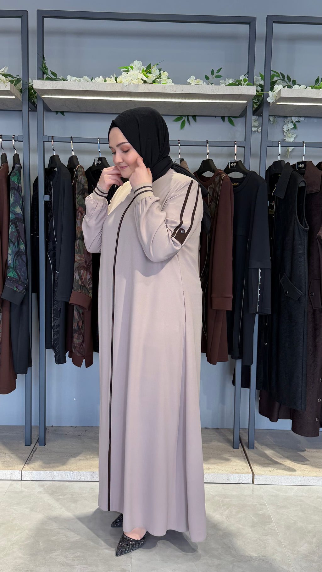 Kapüşonlu Krep Ferace - 3160