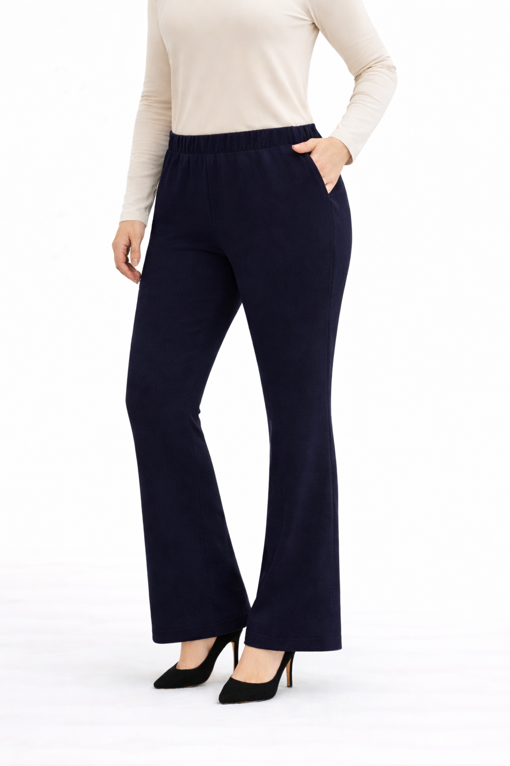 İspanyol Paça Rahat Kalıp Krep Pantolon - 2303