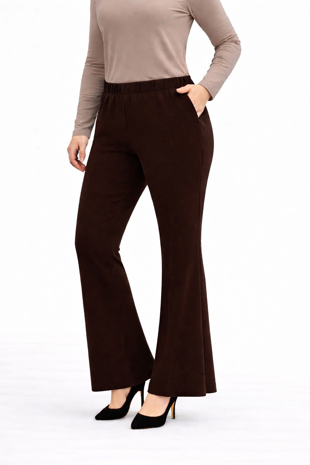 İspanyol Paça Rahat Kalıp Krep Pantolon - 2303