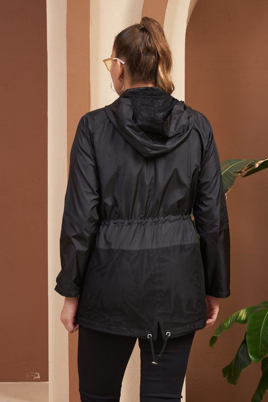 Kapüşonlu File Trenç - 9941