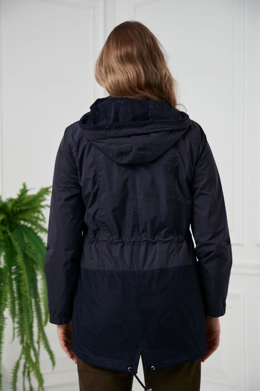 Kapüşonlu File Trenç - 9941