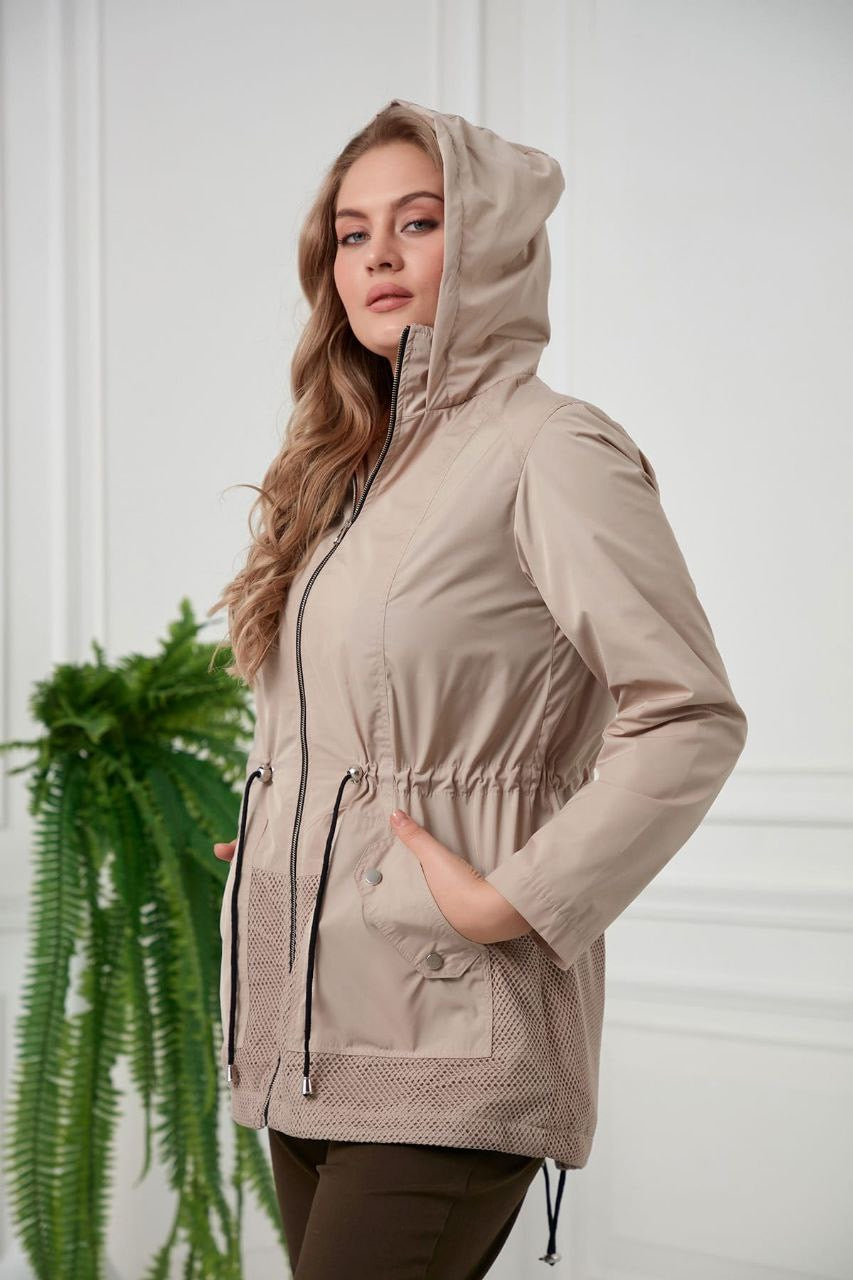 Kapüşonlu File Trenç - 9941