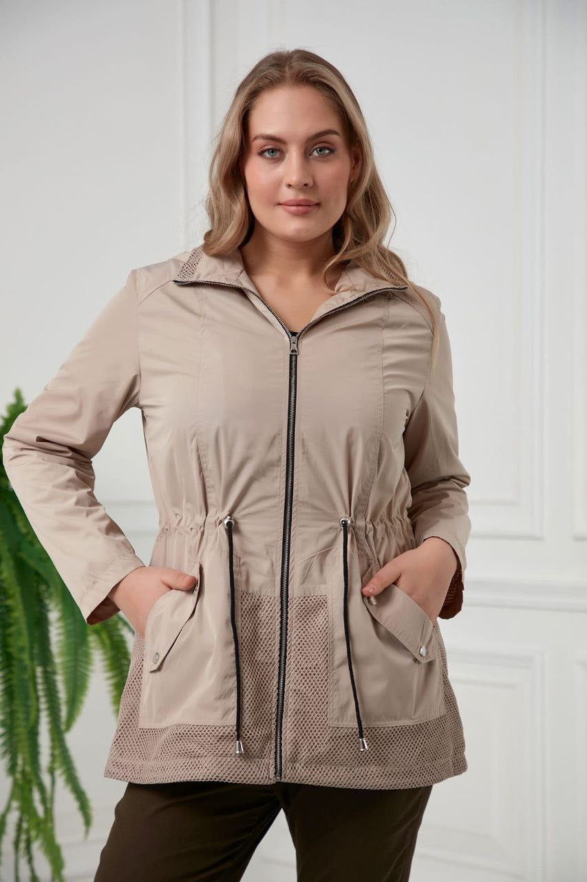 Kapüşonlu File Trenç - 9941