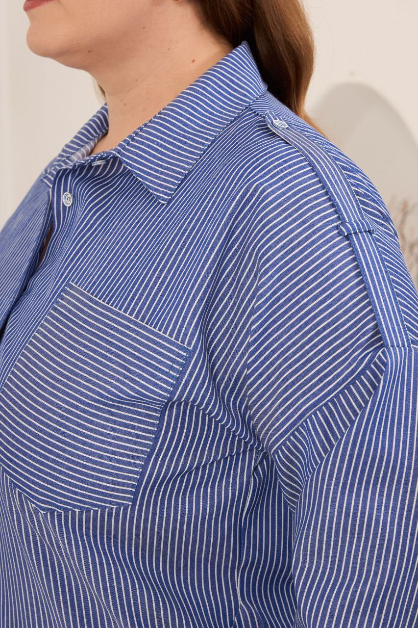 Reglan Kol Çizgili Cotton Gömlek -6848