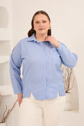Reglan Kol Çizgili Cotton Gömlek -6848