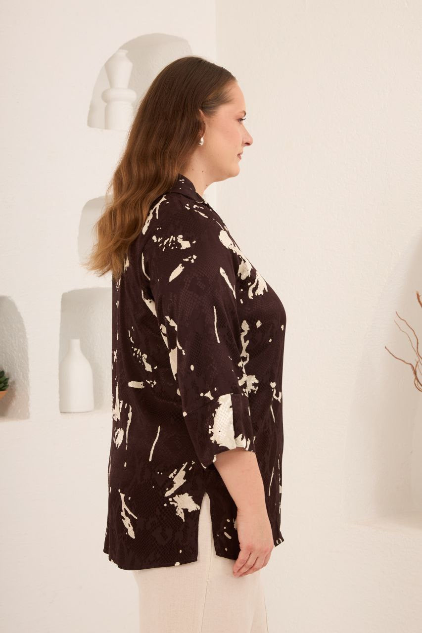 Desenli Pamuk Jakar Bluz - 6857