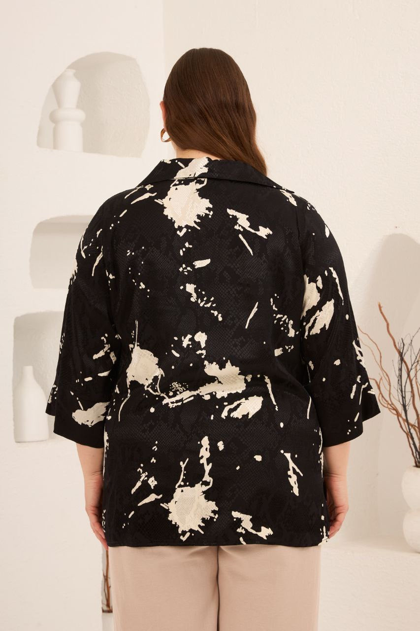 Desenli Pamuk Jakar Bluz - 6857