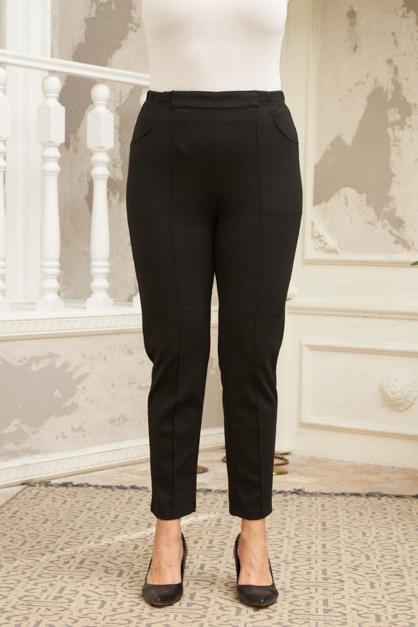 Önü Çimalı Çelik Örme Pantolon-1664