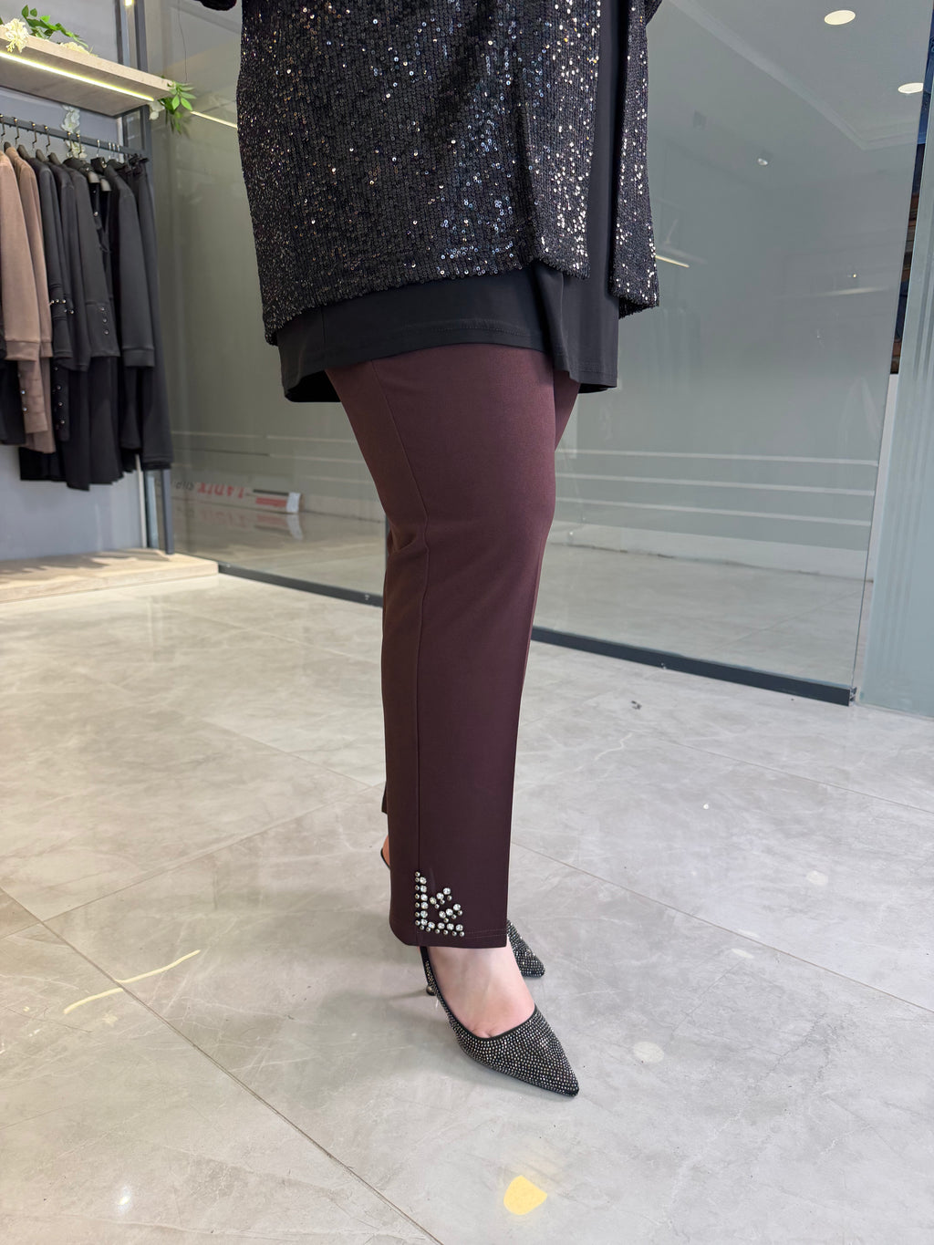 Beyoğlu Taşlı Scuba Krep Pantolon - 2313