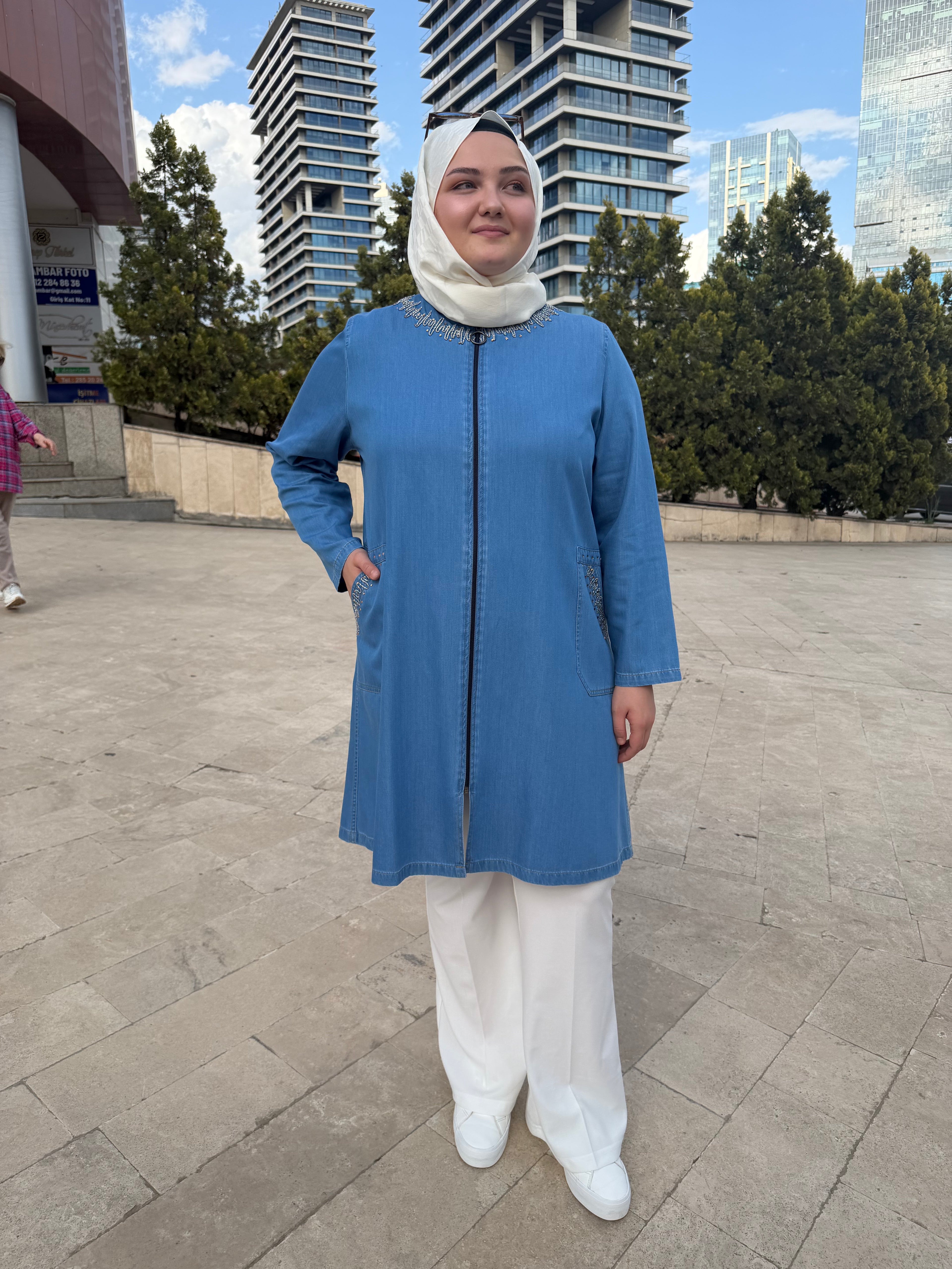 Nakışlı tensel kot kap  - 507