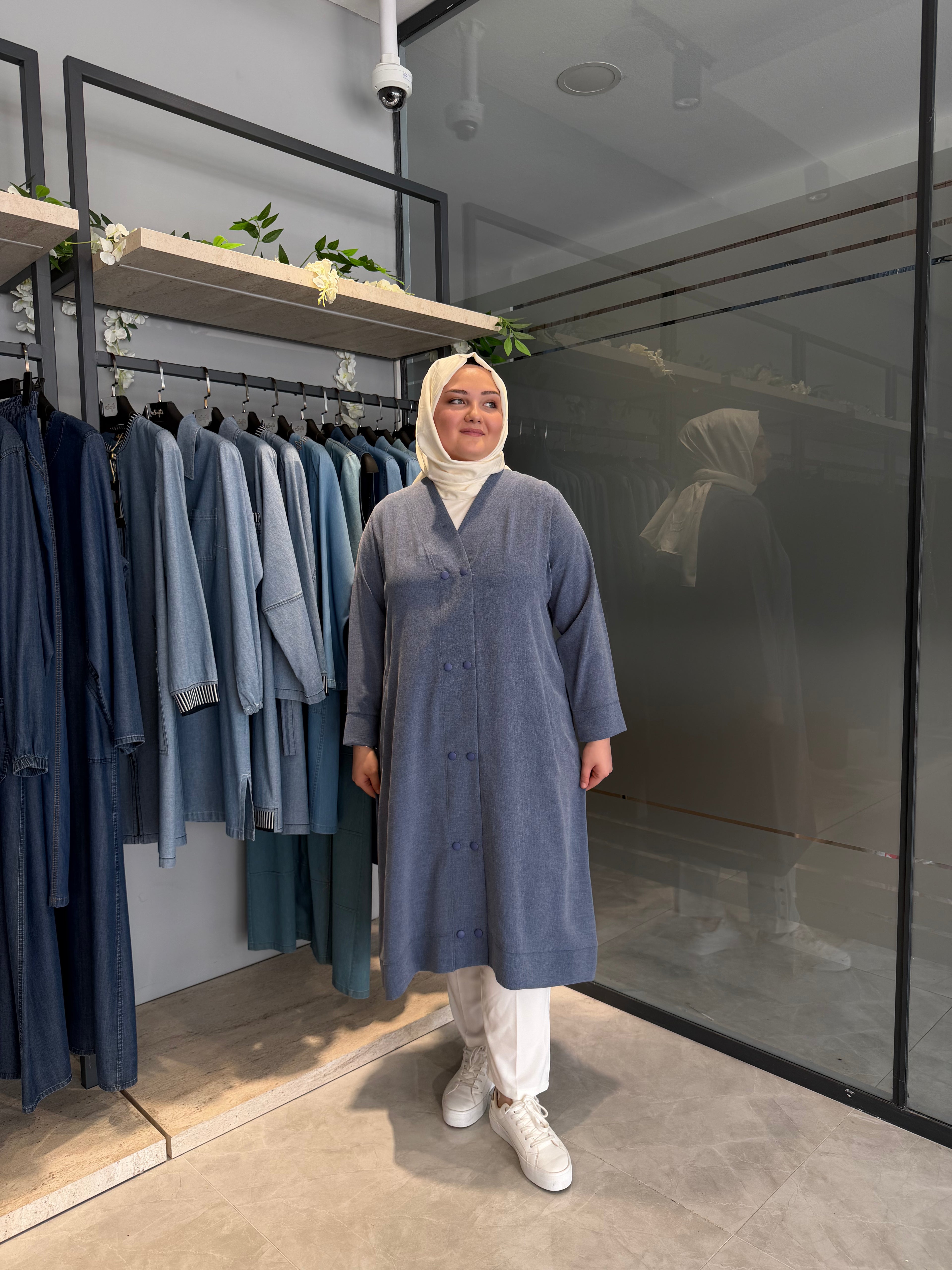 Aksesuarlı Çıt Çıtlı Keten Kap  - 1025