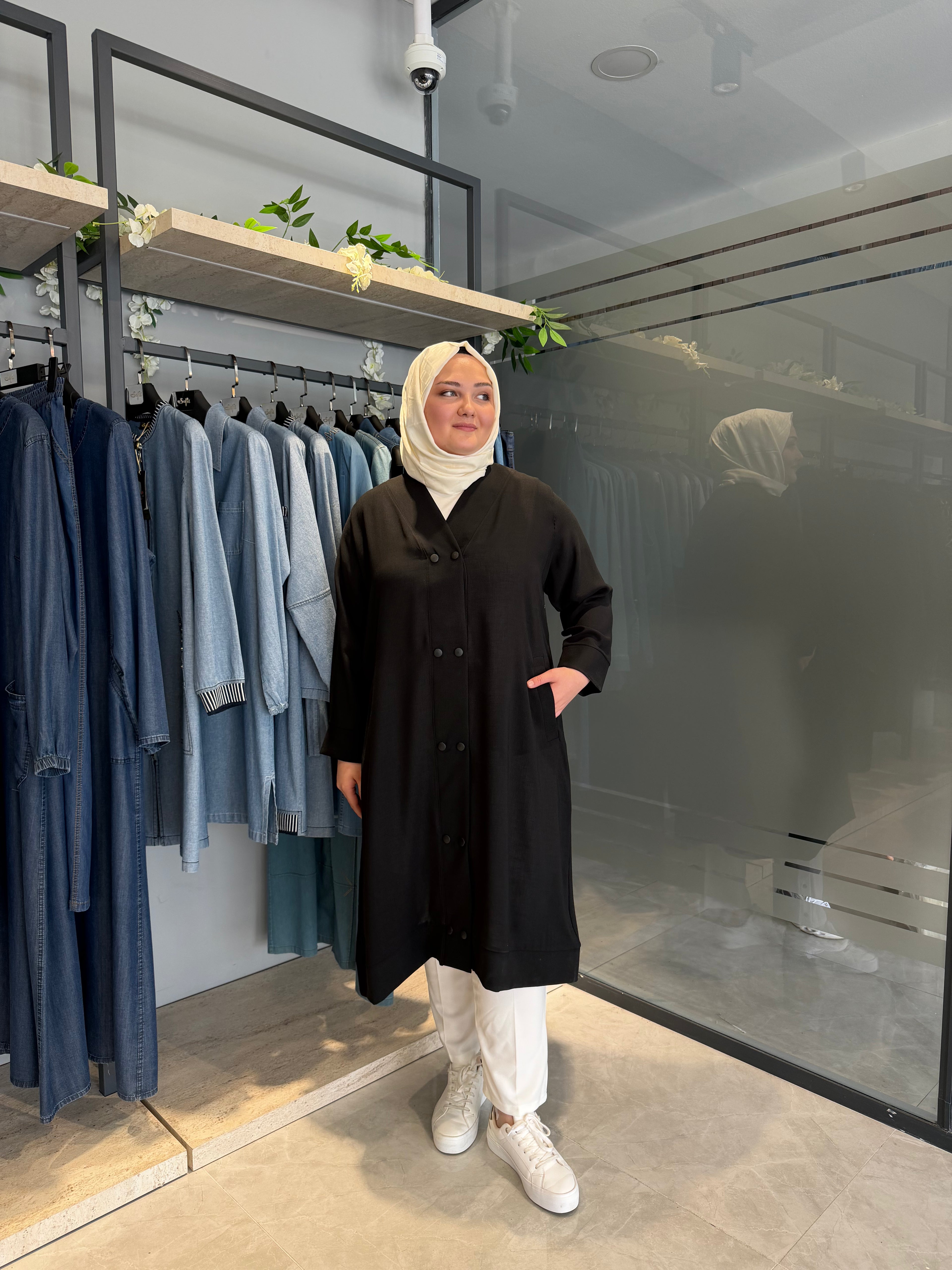Aksesuarlı Çıt Çıtlı Keten Kap  - 1025
