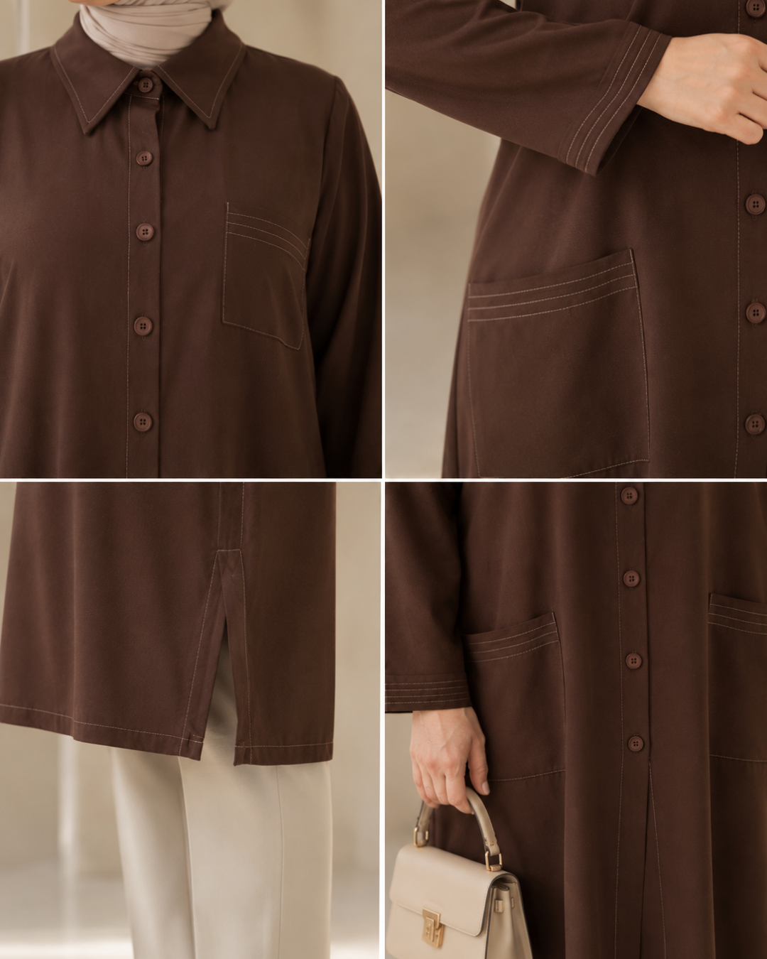 Üç Cepli %100 Modal Tunik  - 25217