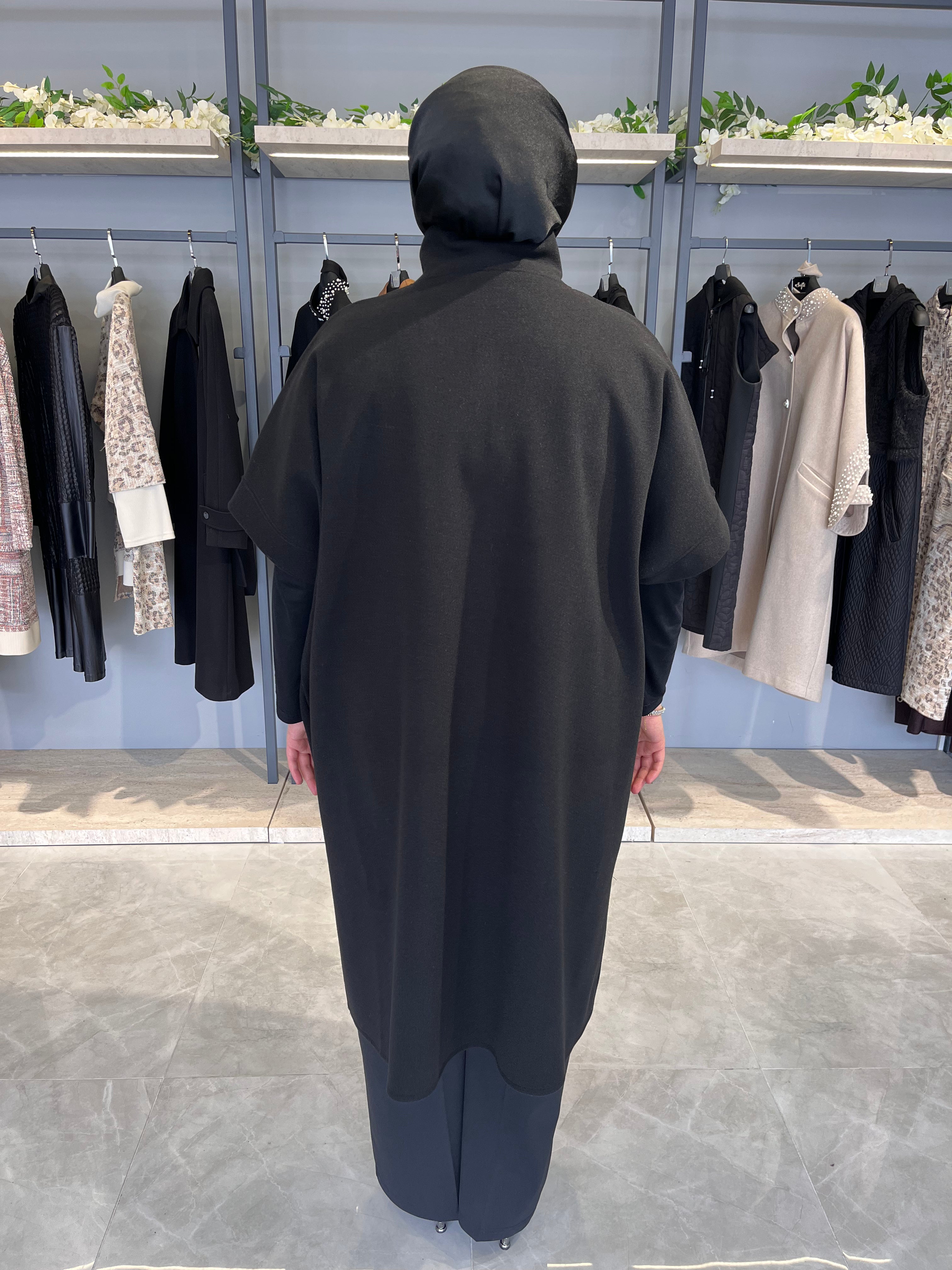 Dik Yaka Önü Çıtçıtlı Kaşe Panço  - 510