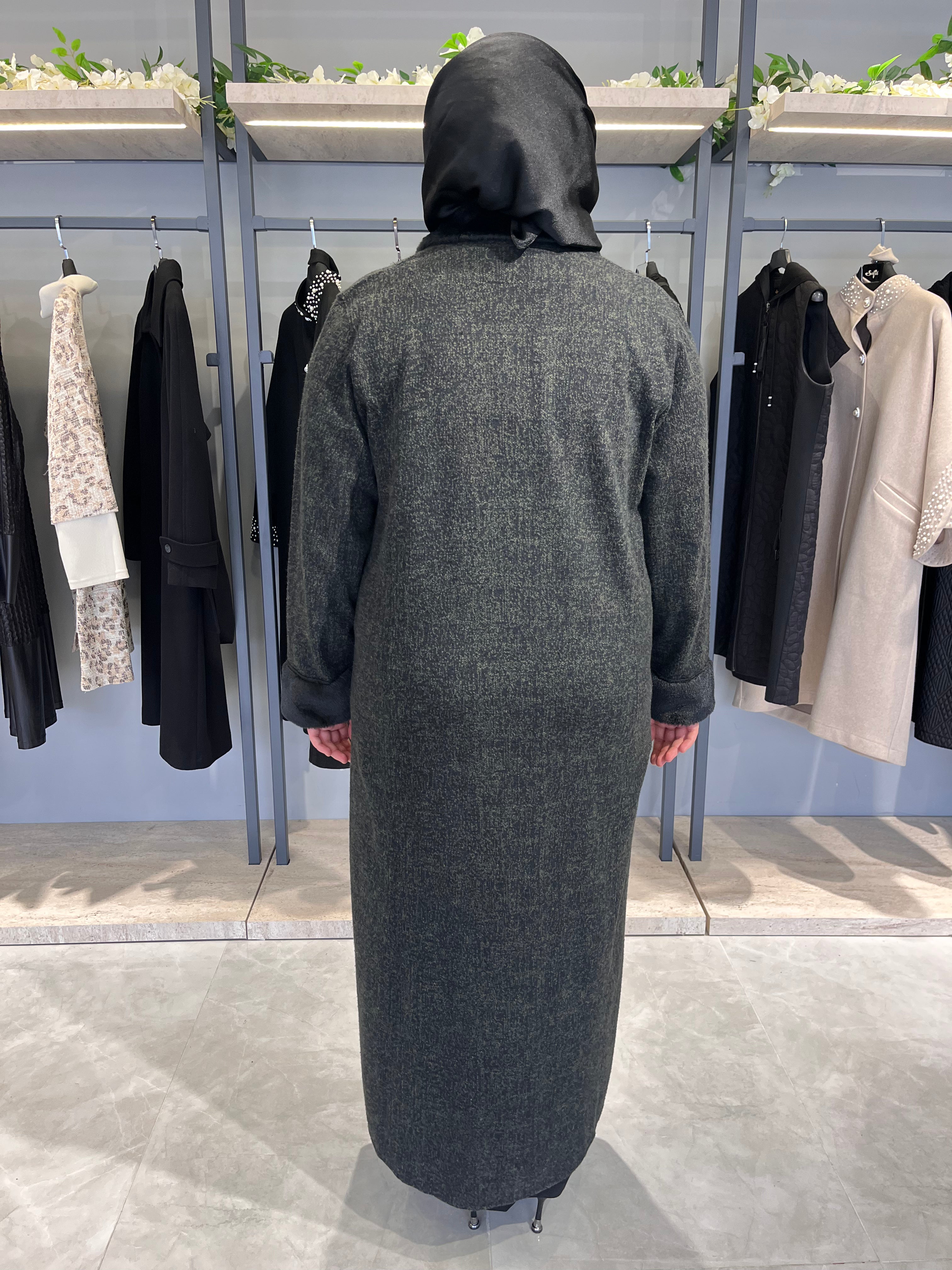 Önü Düğmeli Cam Kırığı Astarsız Manto - 2631