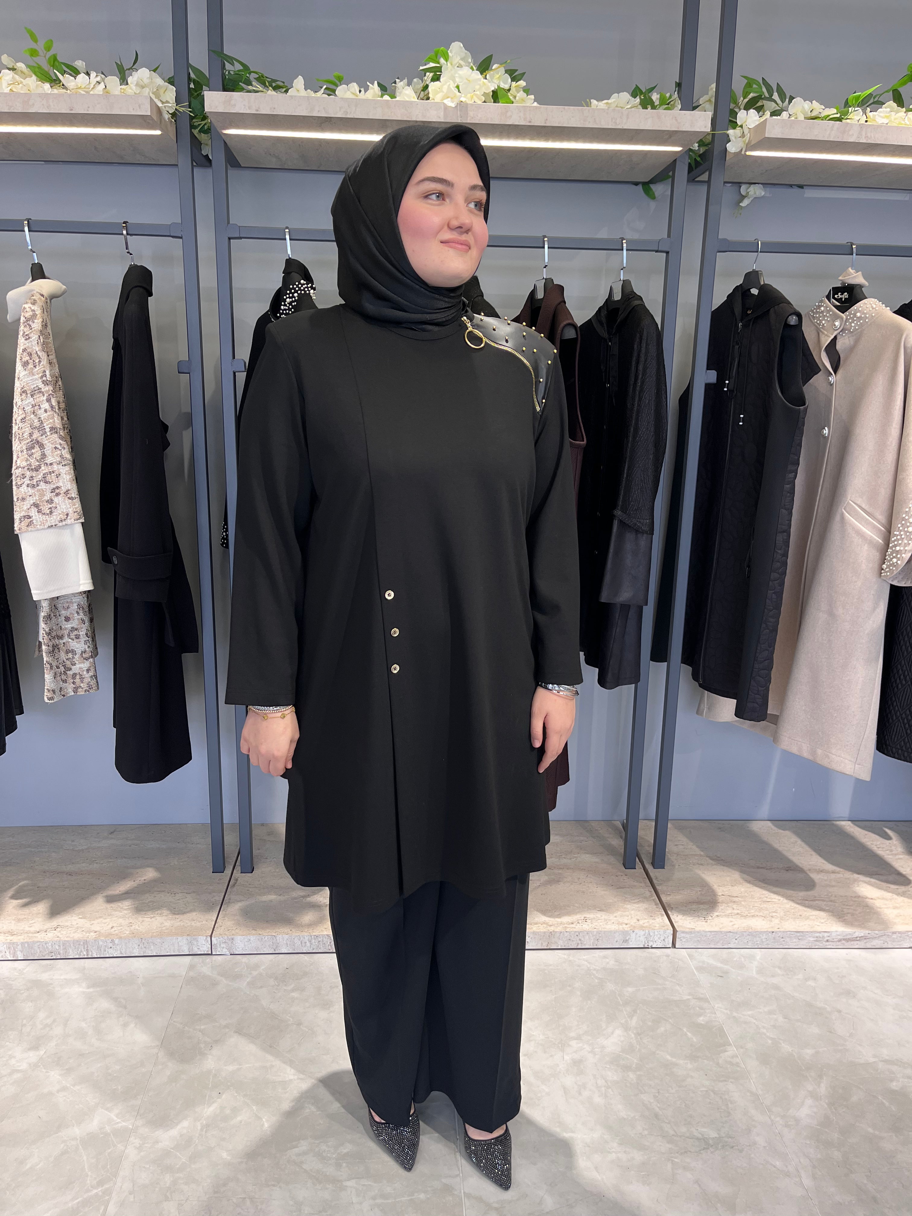 Gold İncili Yandan Fermuarlı Tunik - 26050