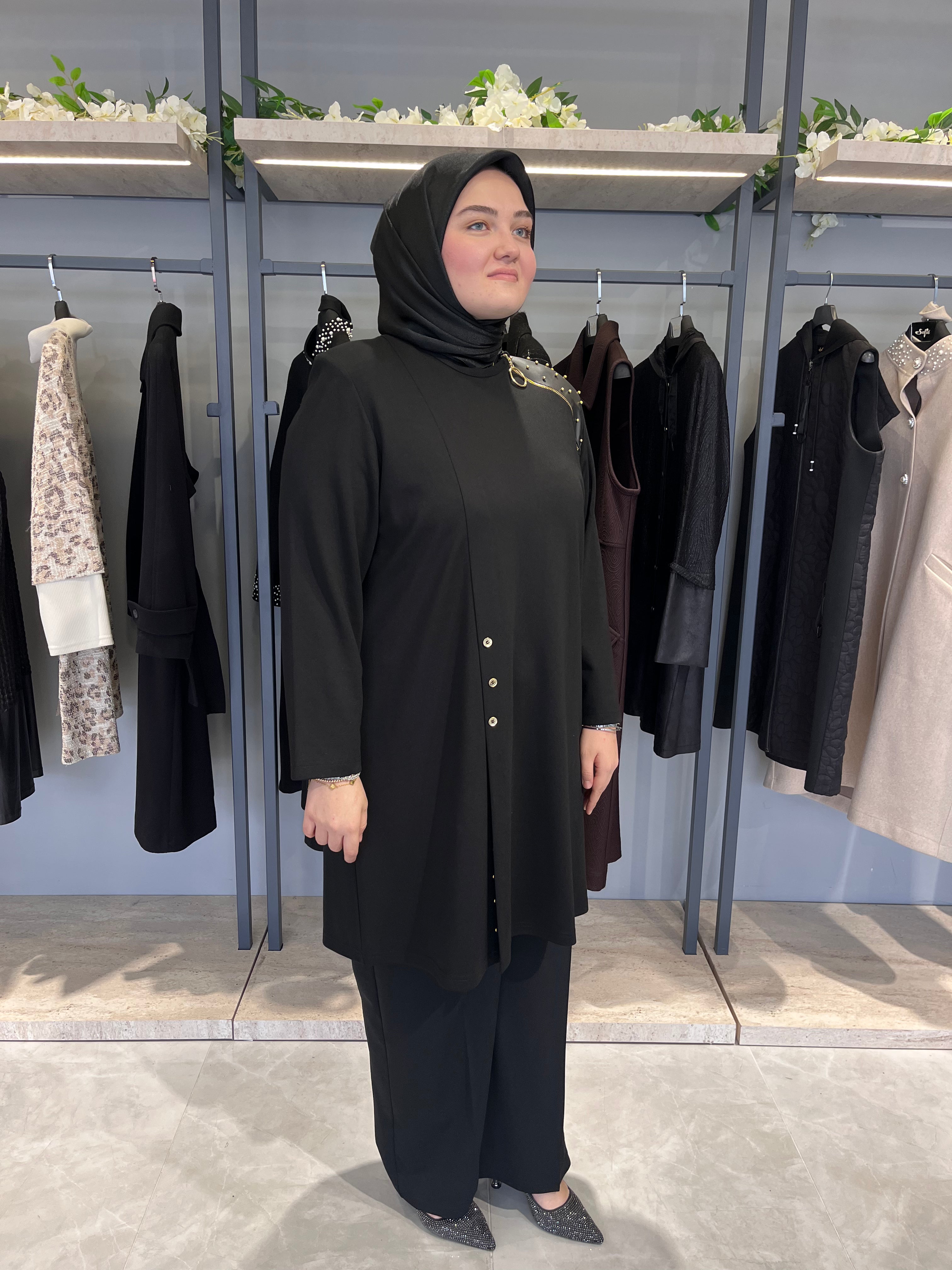 Gold İncili Yandan Fermuarlı Tunik - 26050